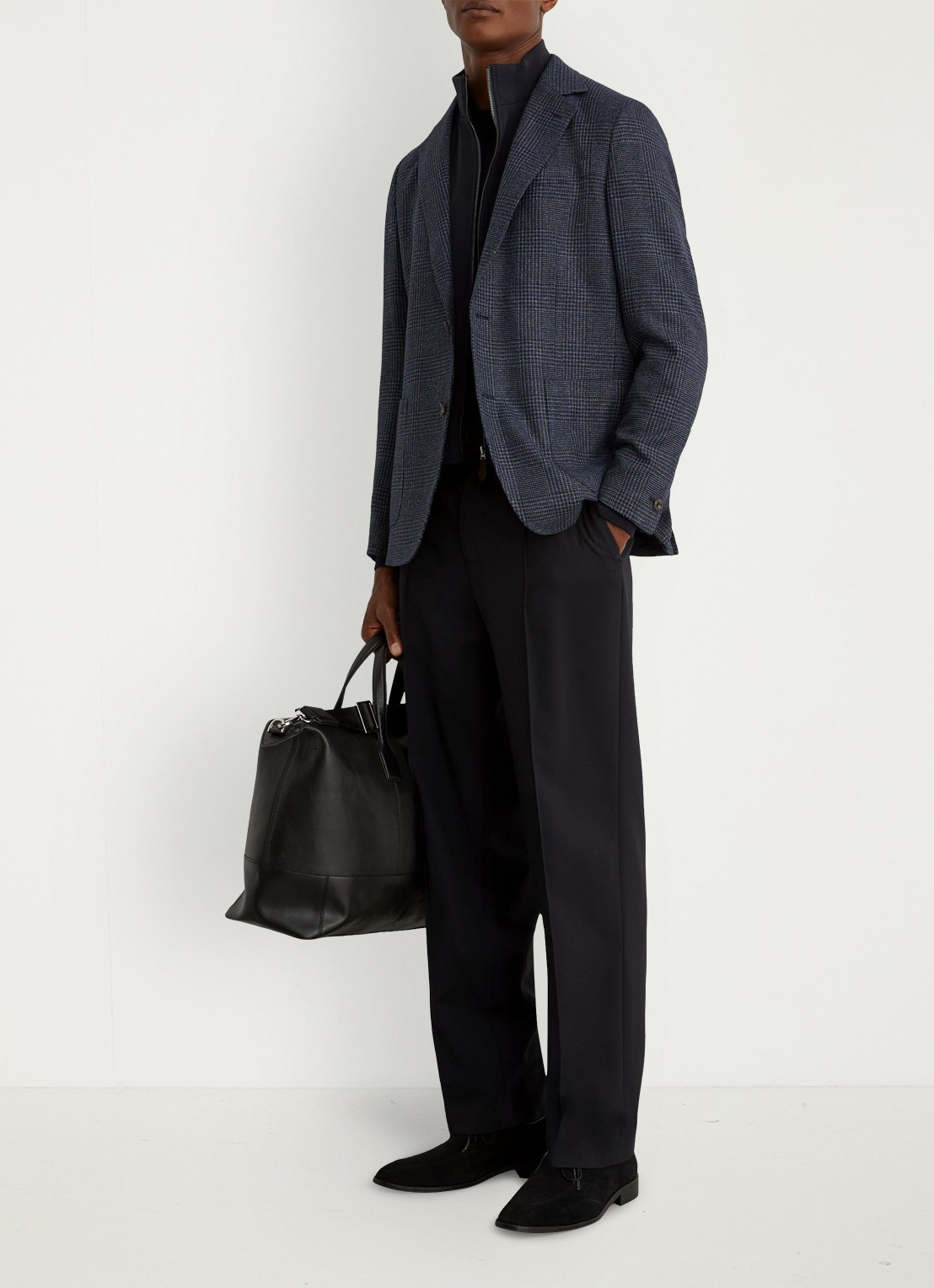 Reiss Kyle regular fit colbert met ruit dessin - voorkant 6 navy / blauw