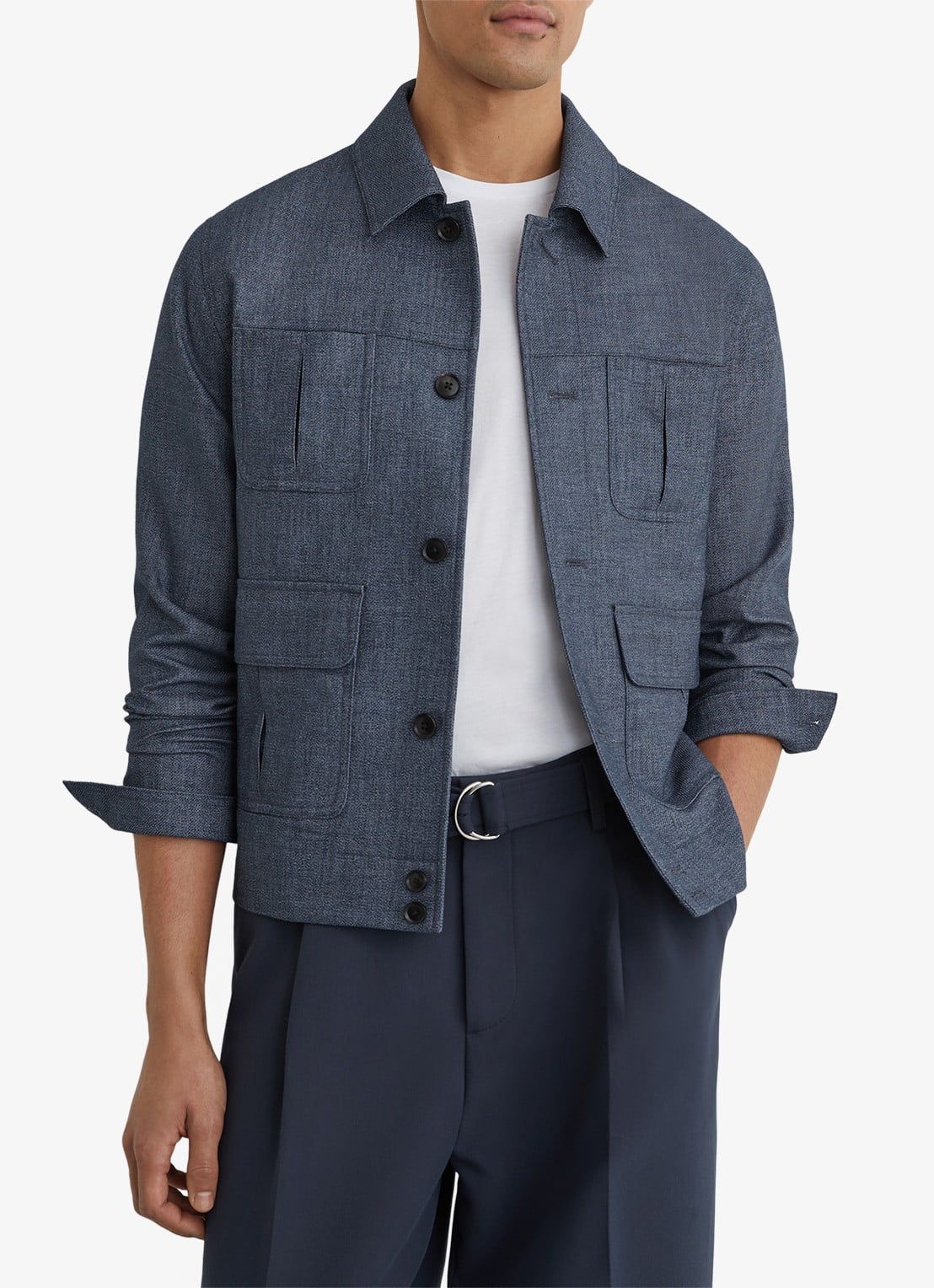 Reiss Lagos jack met klepzakken - detail 4 airforce blue / blauw
