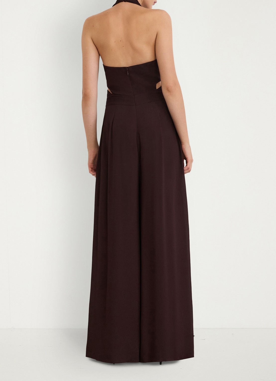 Reiss Lainey jumpsuit met plissé details - achterkant 7 aubergine