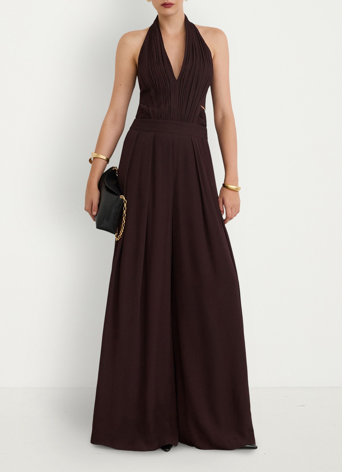 Reiss Lainey jumpsuit met plissé details - detail 2 aubergine