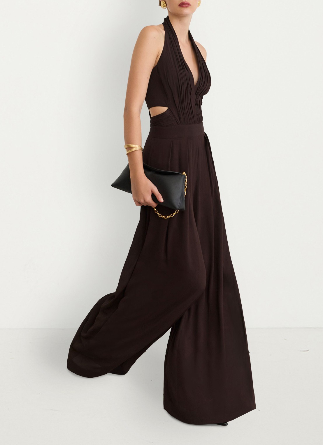 Reiss Lainey jumpsuit met plissé details - detail 3 aubergine