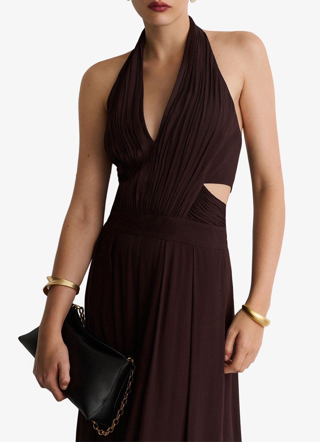 Reiss Lainey jumpsuit met plissé details - detail 5 aubergine