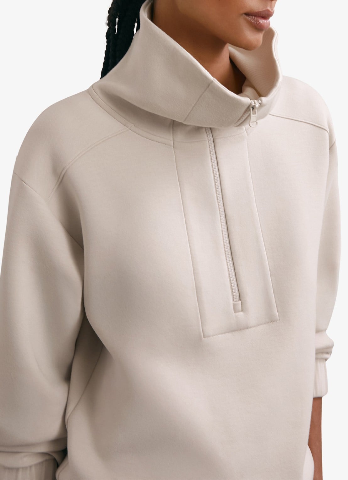 Reiss Laney sweater met halve rits - detail 5 beige