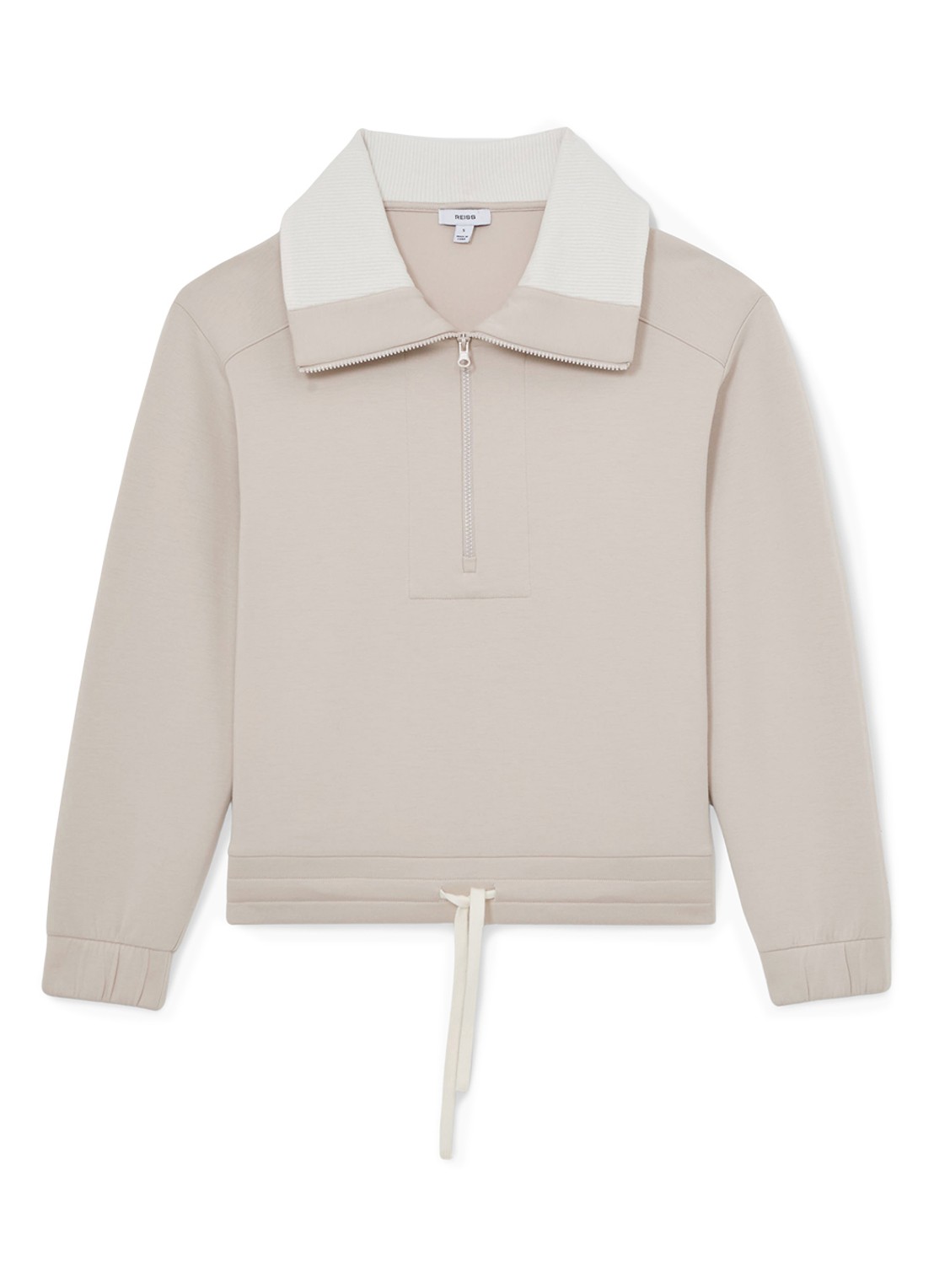 Reiss Laney sweater met halve rits - voorkant 2 beige