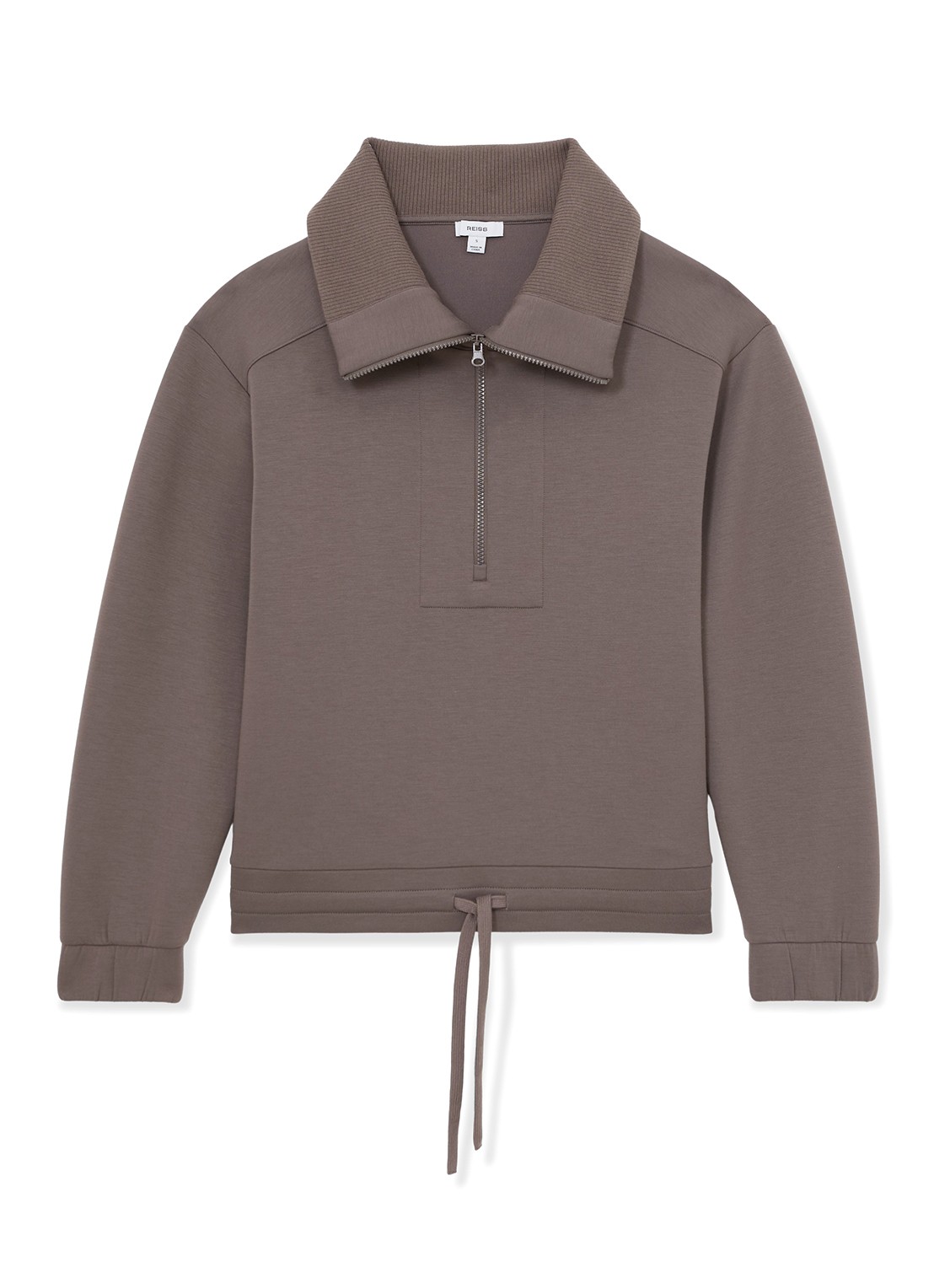 Reiss Laney sweater met halve rits - voorkant 5 bruin