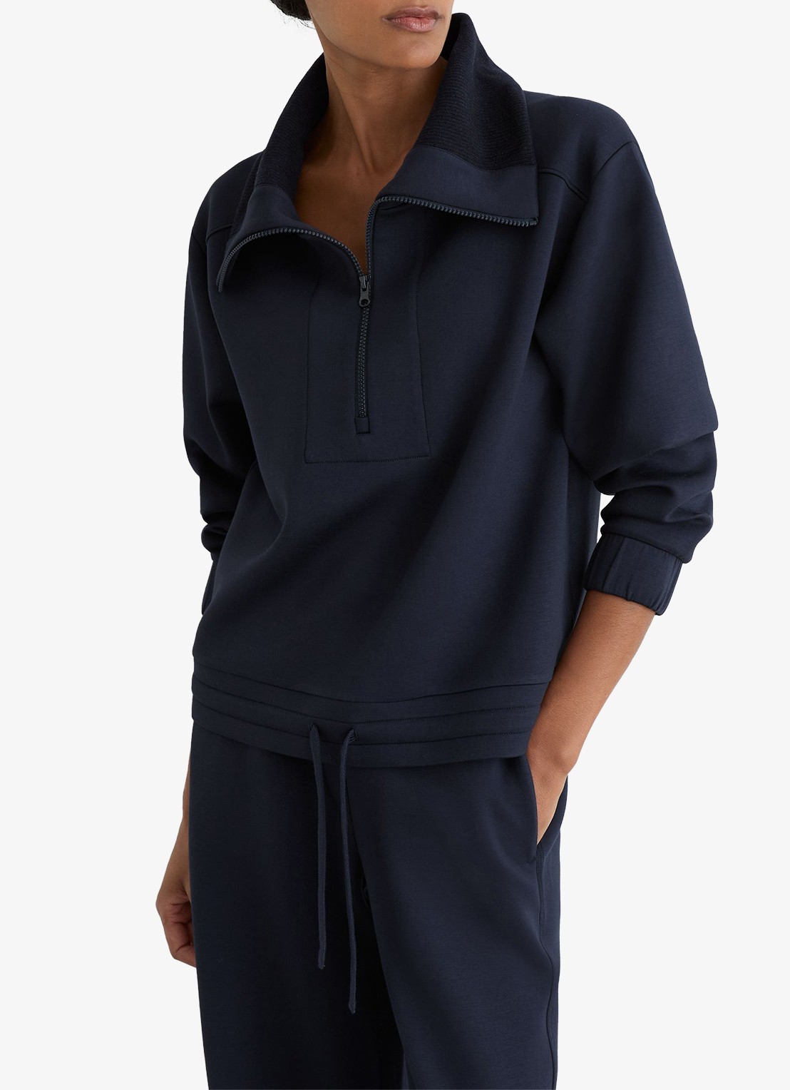 Reiss Laney sweater met halve rits - detail blauw