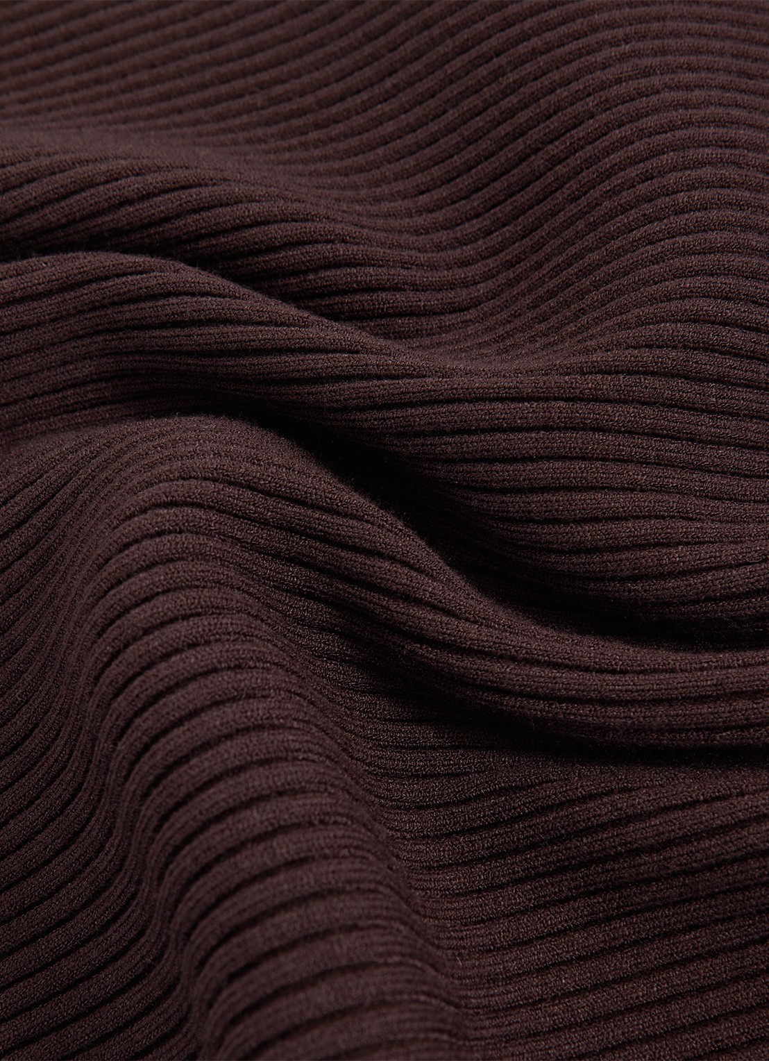 Reiss Lara ribgebreide one shoulder midi jurk - detail 3 donkerbruin