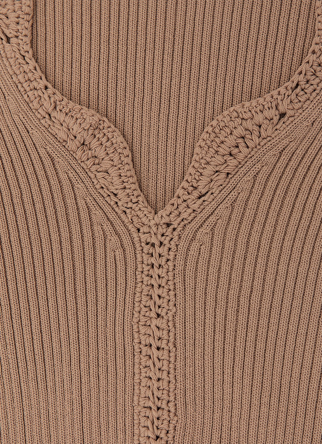 Reiss Lara ribgebreide trui met crochet detail - detail 6 camel