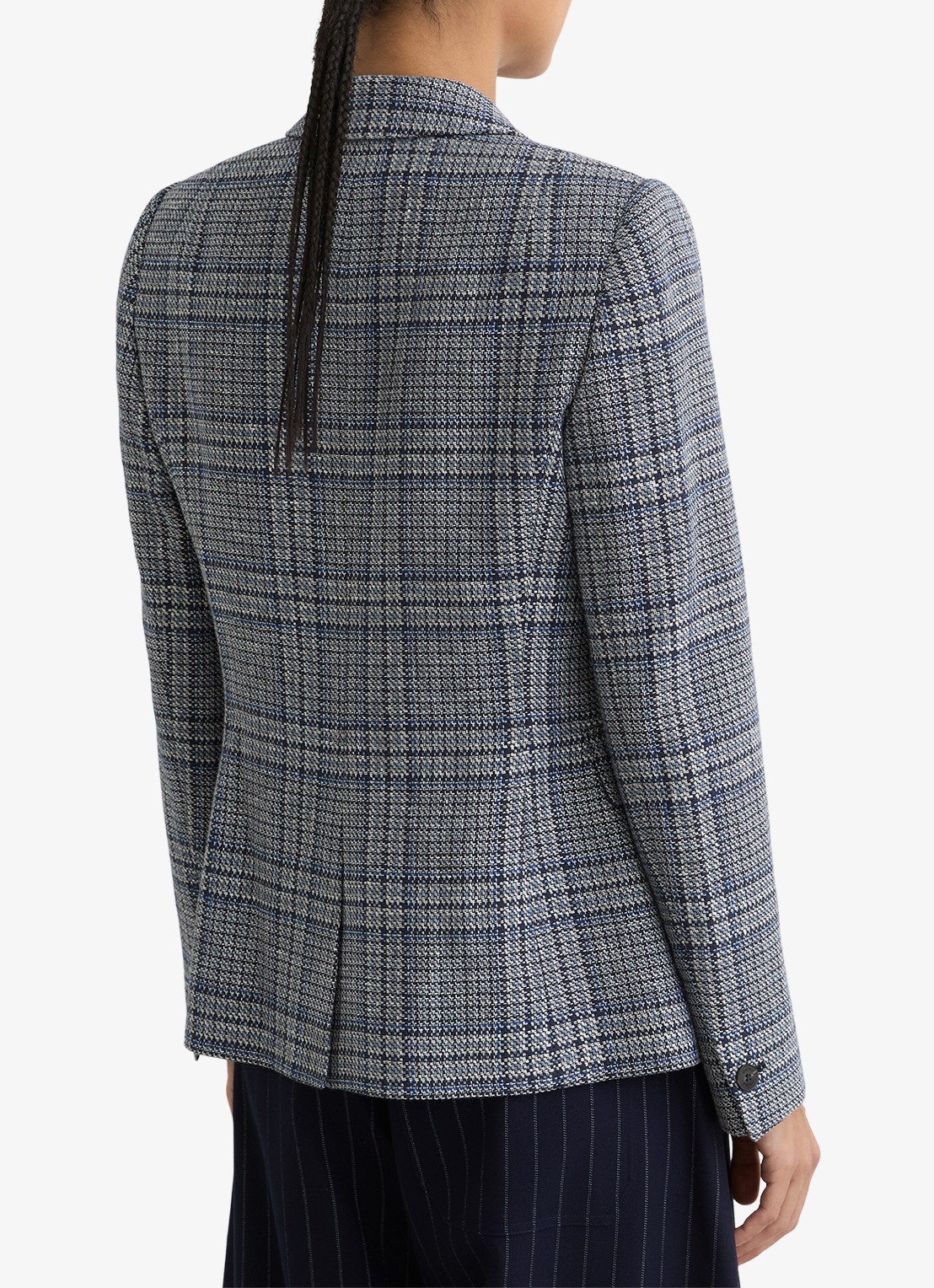 Reiss Larissa double breasted blazer in linnenblend met ruitdessin  - achterkant 4 grijs