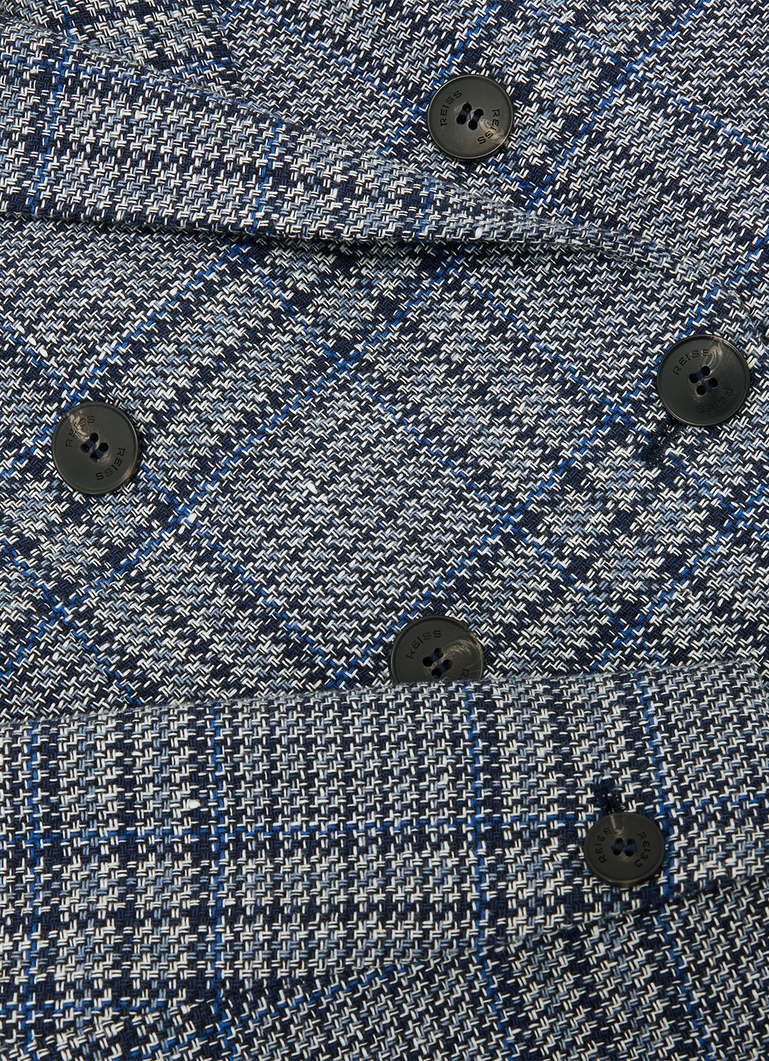 Reiss Larissa double breasted blazer in linnenblend met ruitdessin  - detail 3 grijs