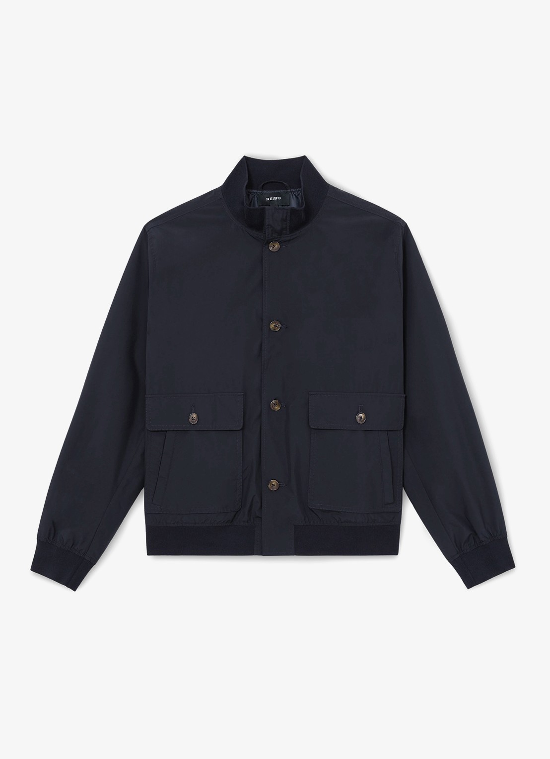 Reiss Latent bomberjack met steekzakken - voorkant 4 navy / blauw