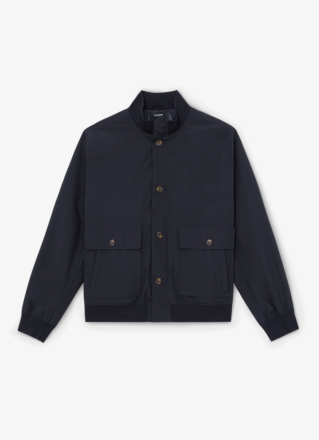 Reiss Latent bomberjack met steekzakken - voorkant 5 navy / blauw