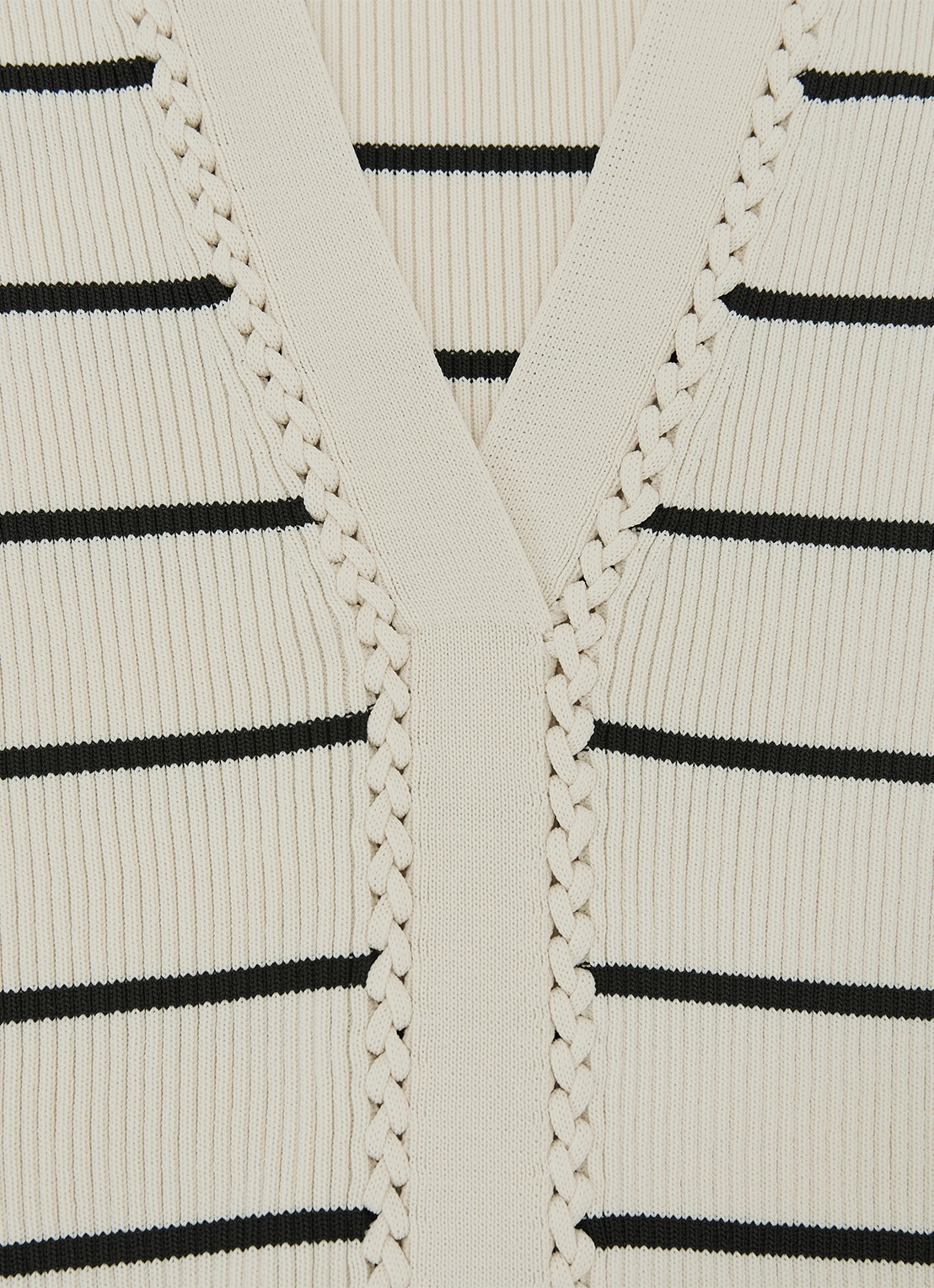 Reiss Lauralee ribgebreid trui met streepprint  - detail 4 gebroken wit
