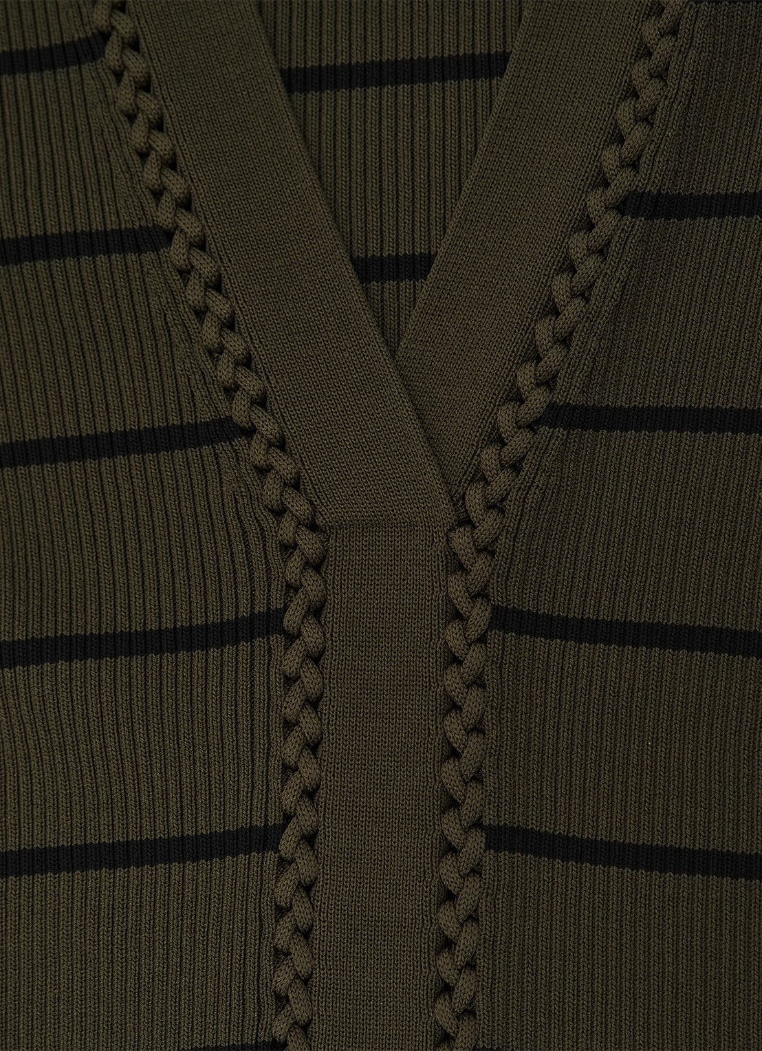Reiss Lauralee ribgebreid trui met streepprint  - detail 6 khaki