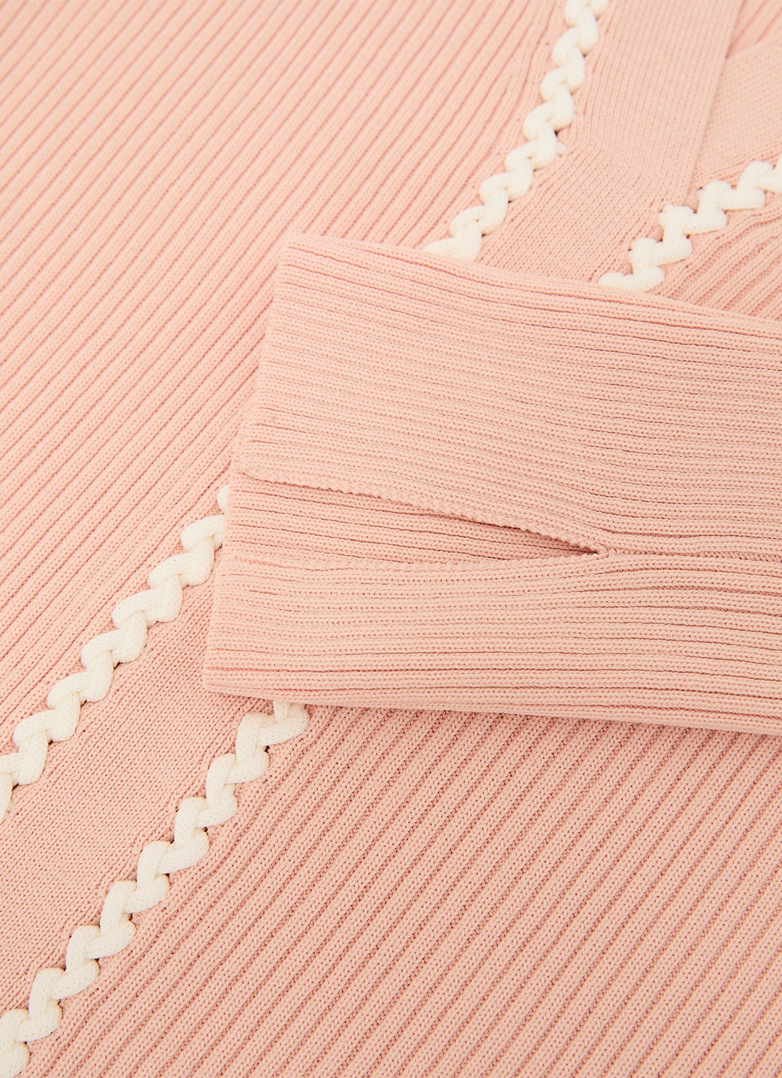 Reiss Lauri ribgebreide top met V-hals - detail 6 roze