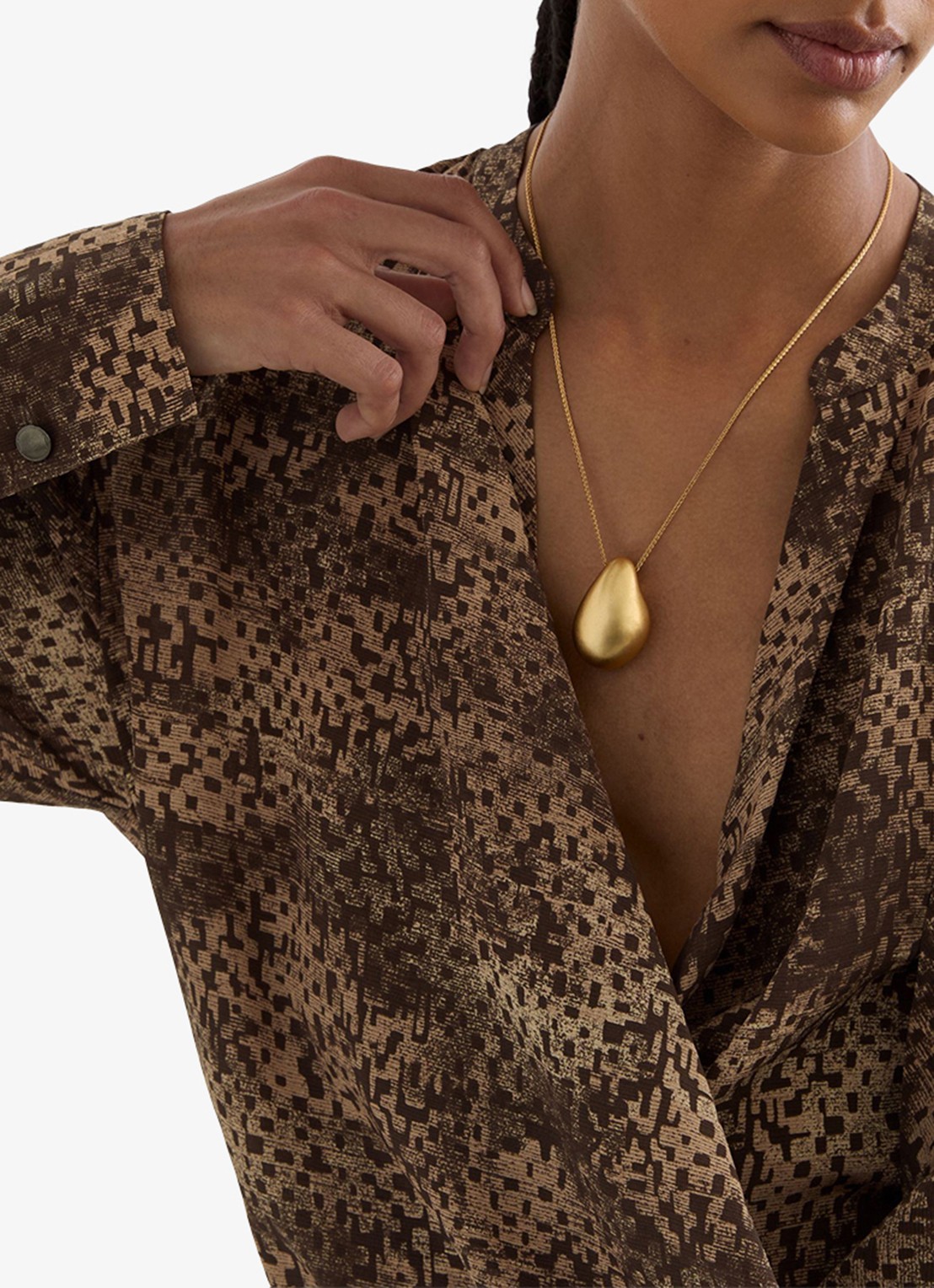 Reiss Laurie op van zijde met print - detail 2 bruin