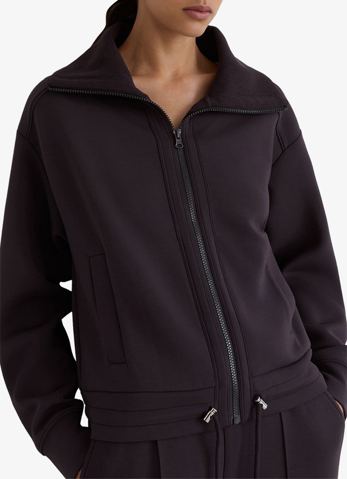 Reiss Laurrie Premium sweatvest met opstaande kraag - detail 4 aubergine