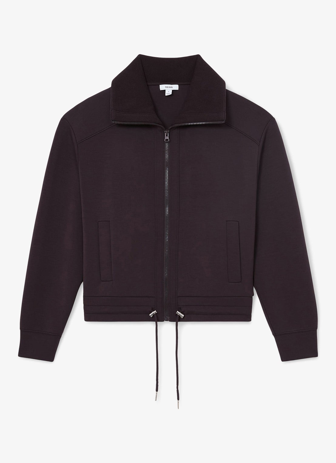 Reiss Laurrie Premium sweatvest met opstaande kraag - voorkant 2 aubergine