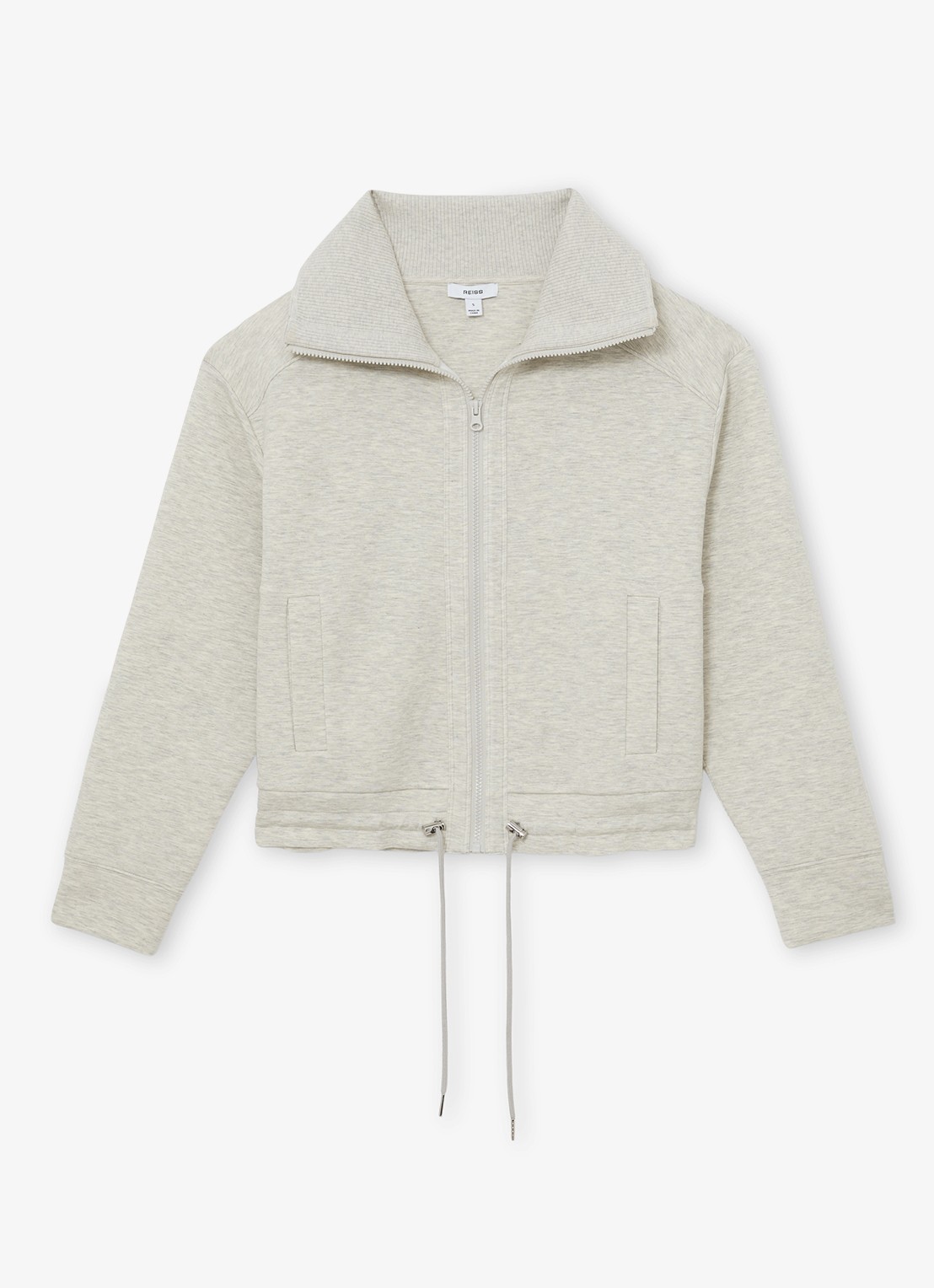 Reiss Laurrie sweatvest met steekzakken - voorkant 2 grijs