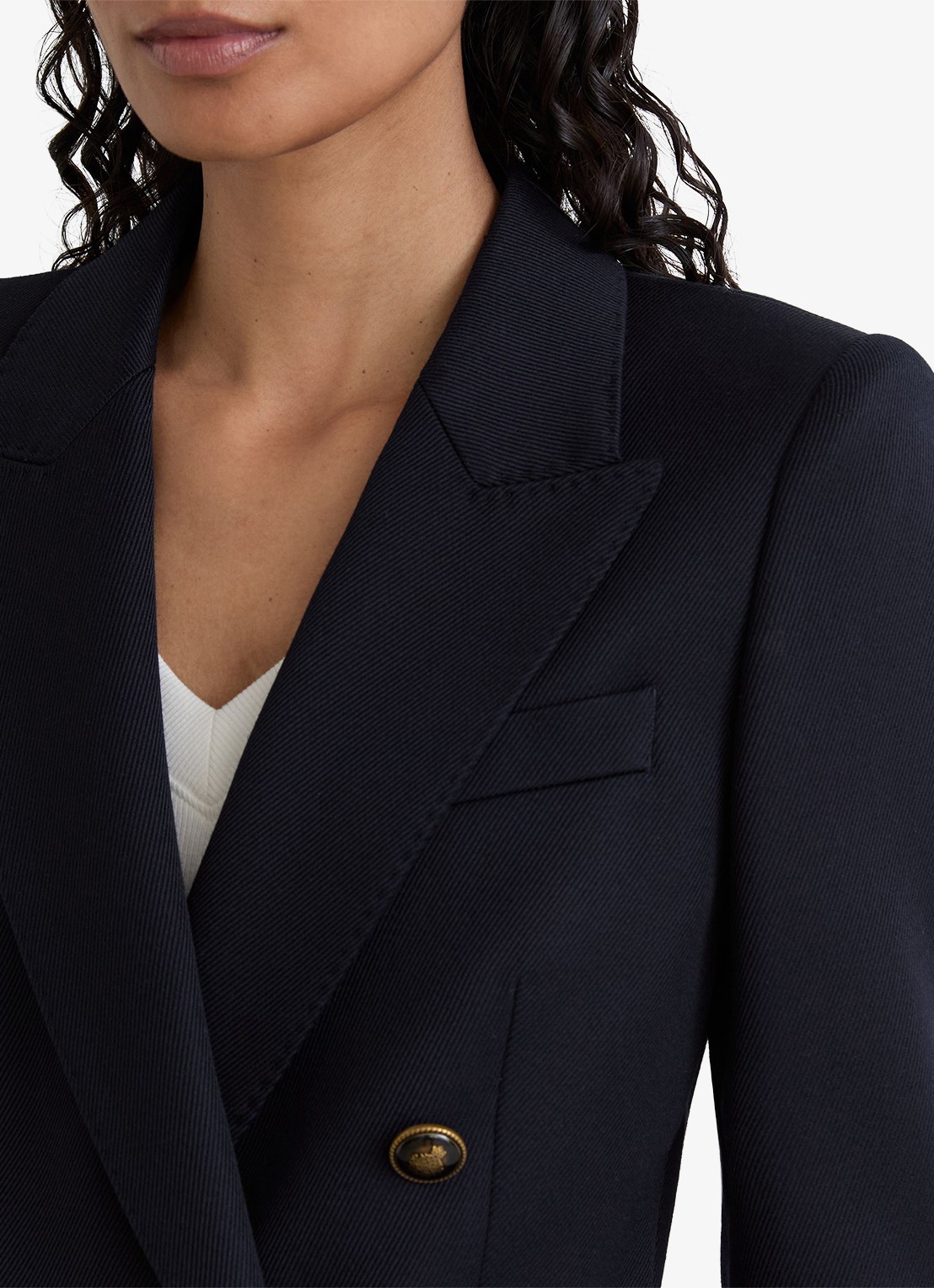 Reiss Lauryn double-breasted blazer in wolblend - detail 4 blauw