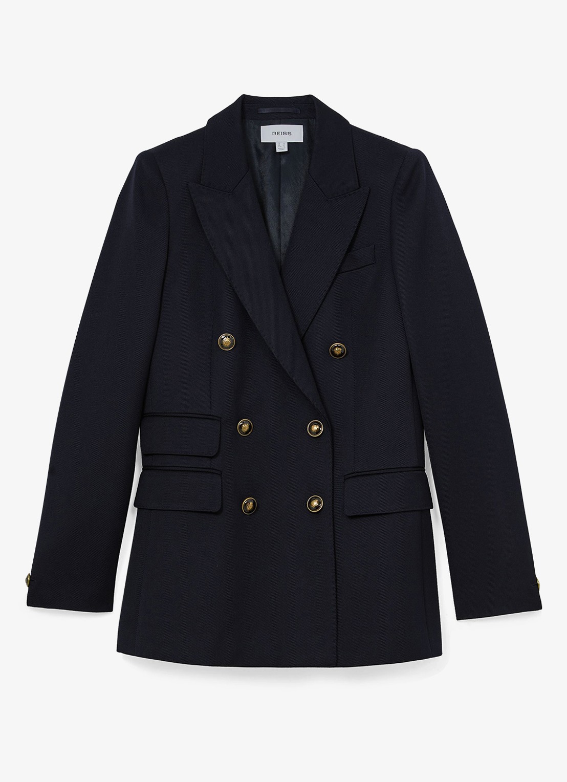 Reiss Lauryn double-breasted blazer in wolblend - voorkant 6 blauw