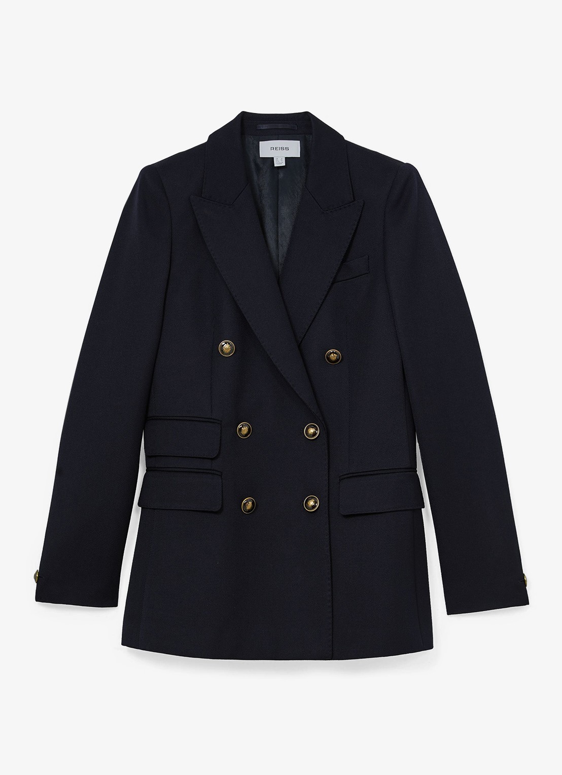 Reiss Lauryn double-breasted blazer in wolblend - voorkant 7 blauw