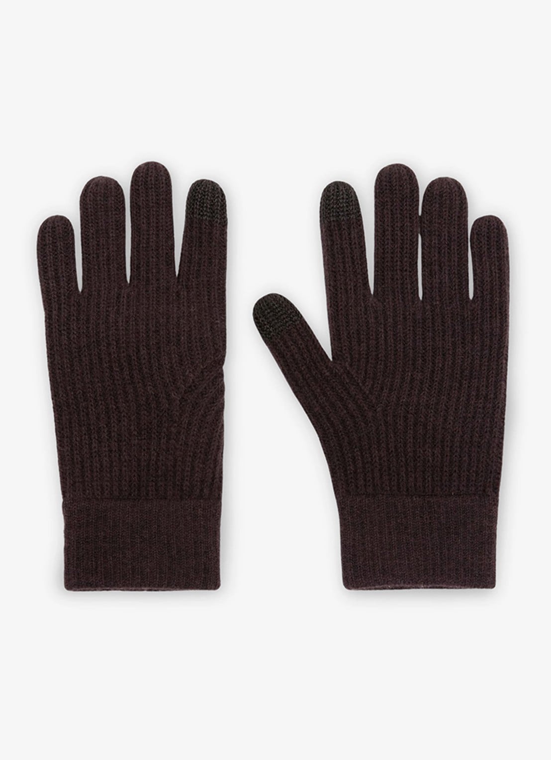 Reiss Lawson ribgebreide handschoenen van merino wol - voorkant 3 donkerbruin