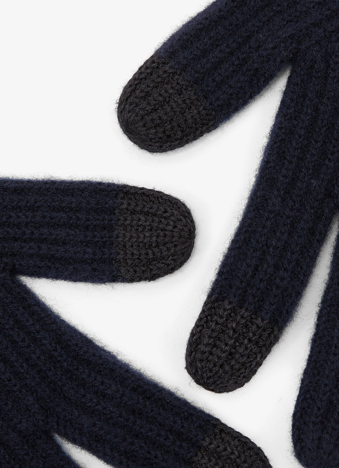Reiss Lawson ribgebreide handschoenen van merino wol - detail 2 navy / blauw
