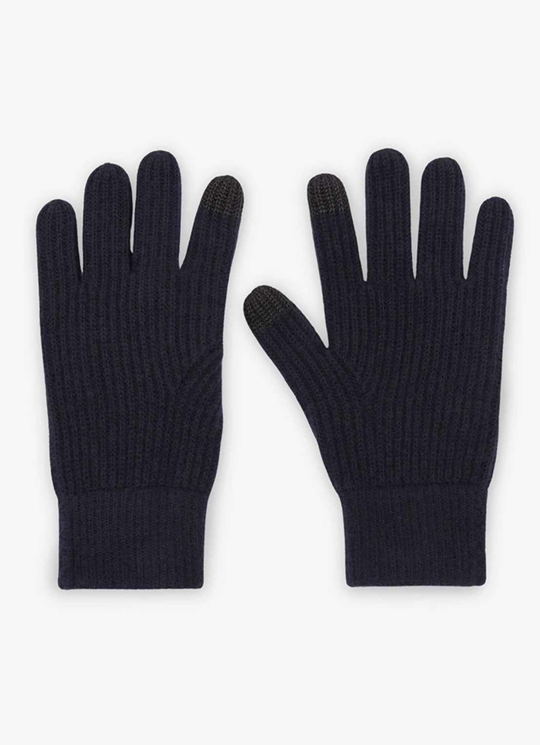 Reiss Lawson ribgebreide handschoenen van merino wol - voorkant 3 navy / blauw
