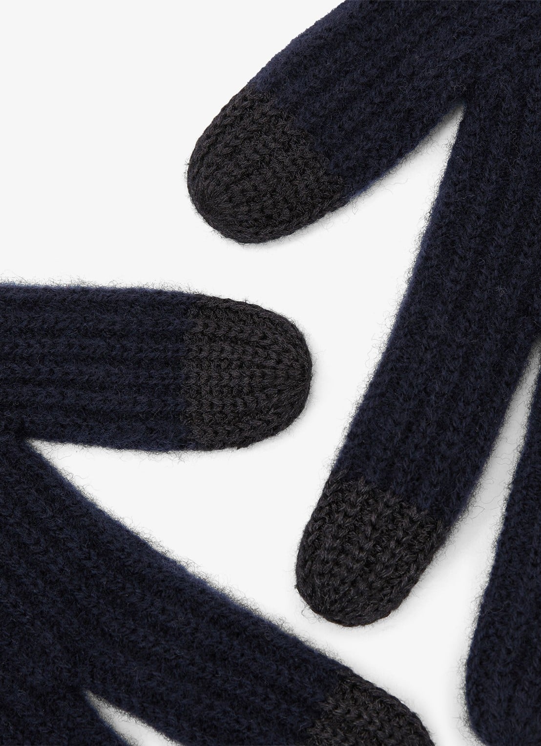 Reiss Lawson ribgebreide handschoenen van merino wol - voorkant 4 navy / blauw