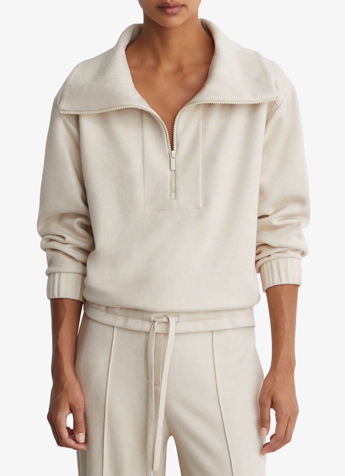 Reiss Layla sweater van wol en lyocell met hakve rits - detail 4 wit