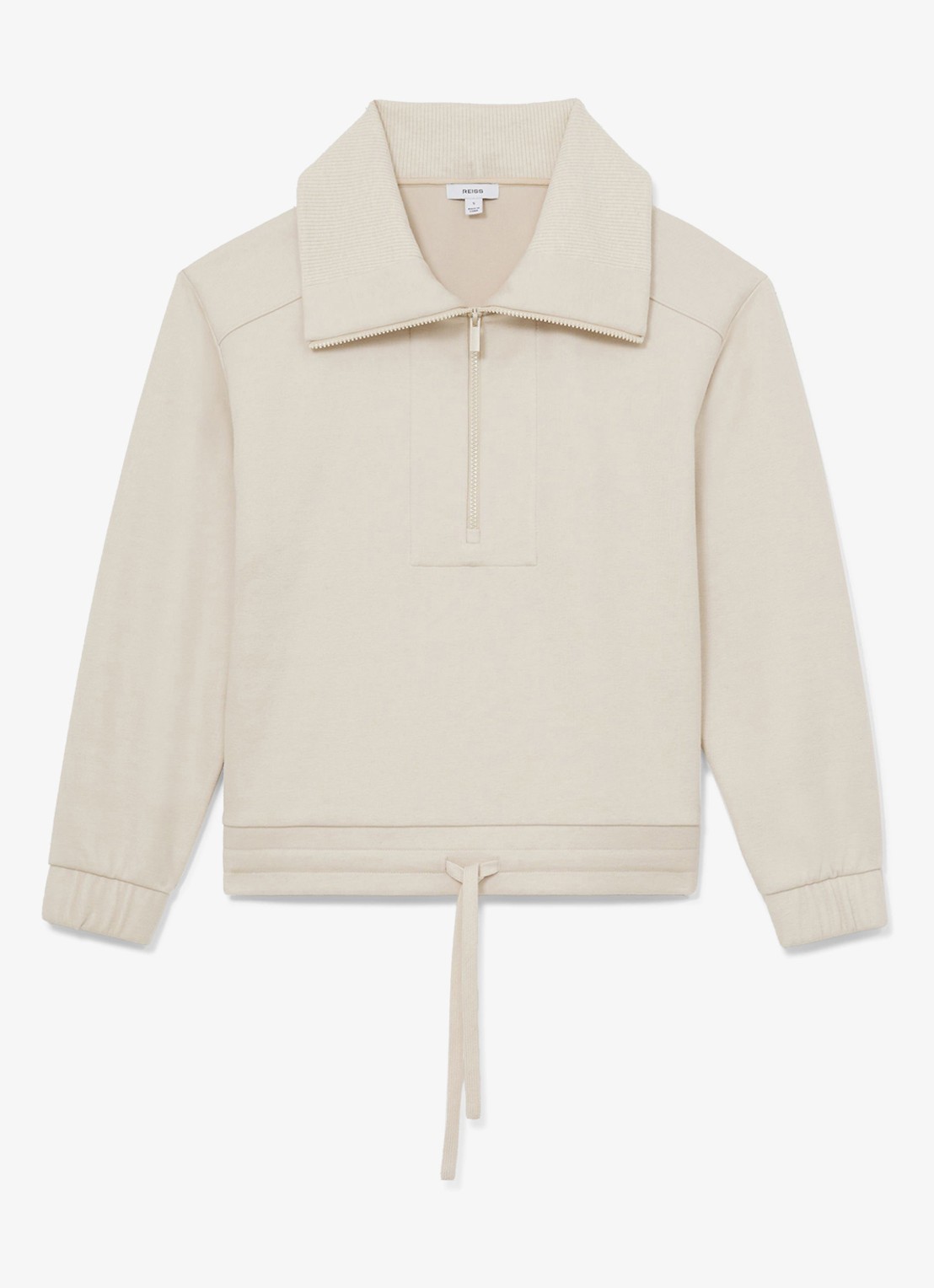 Reiss Layla sweater van wol en lyocell met hakve rits - voorkant 2 wit