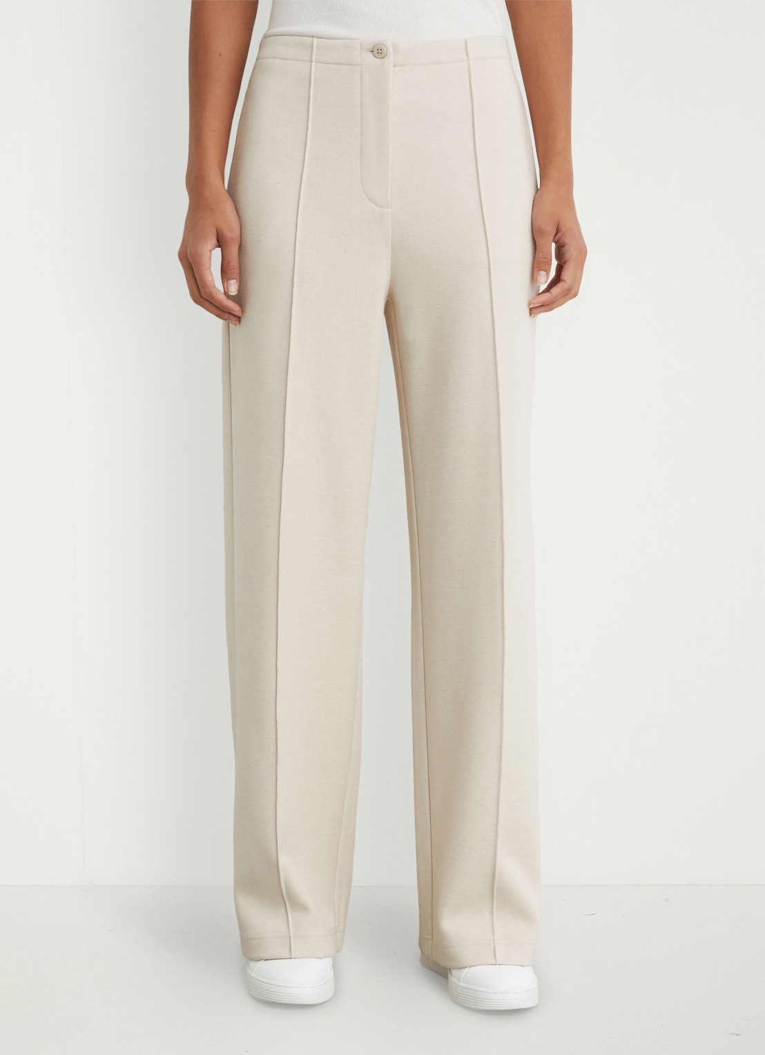 Reiss Layla wide leg joggingbroek van wol en lyocell - detail 3 wit