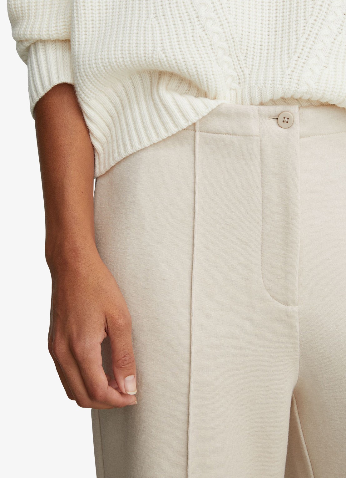 Reiss Layla wide leg joggingbroek van wol en lyocell - detail 4 wit