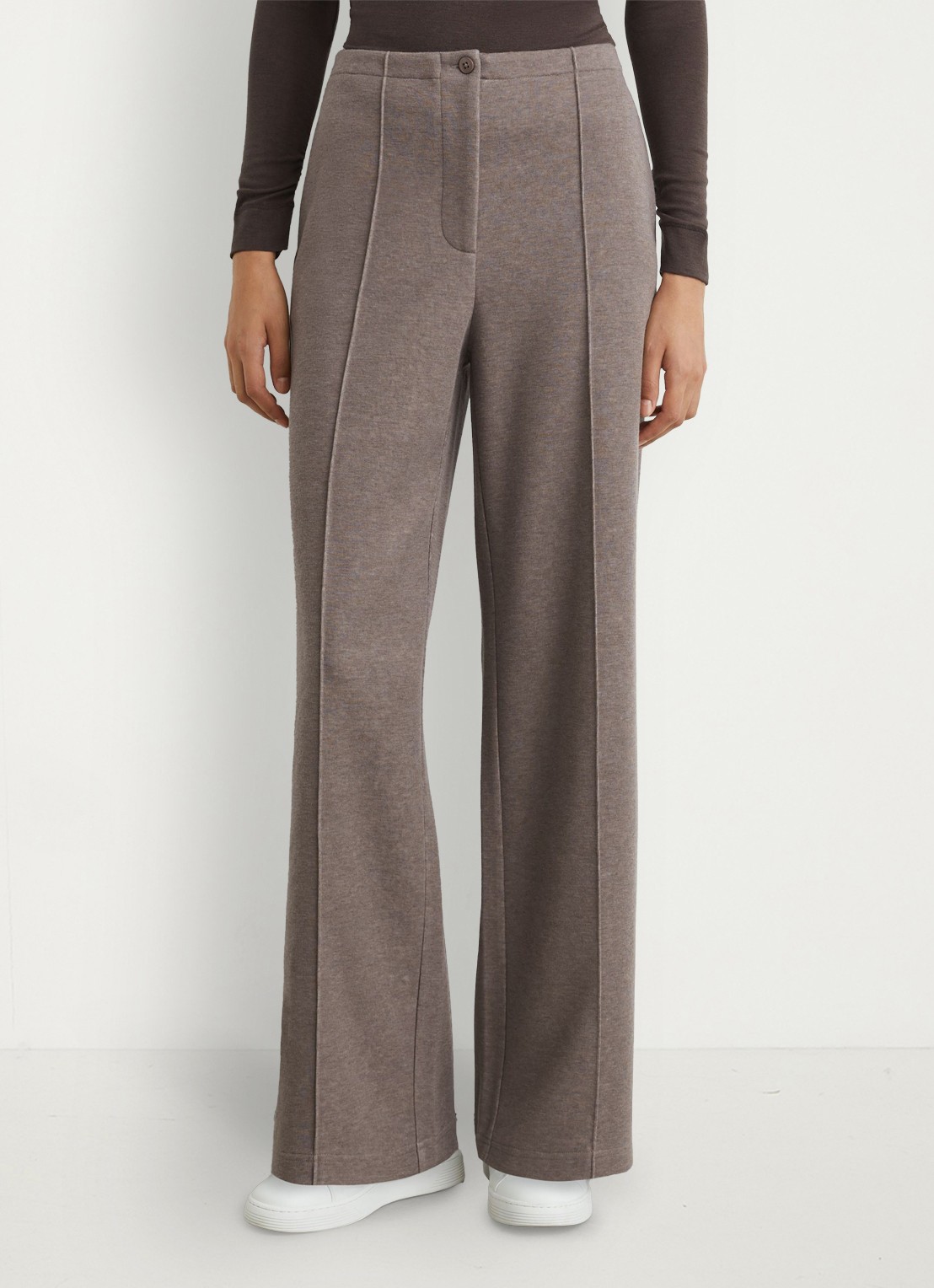 Reiss Layla wide leg joggingbroek van wol en lyocell - detail bruin