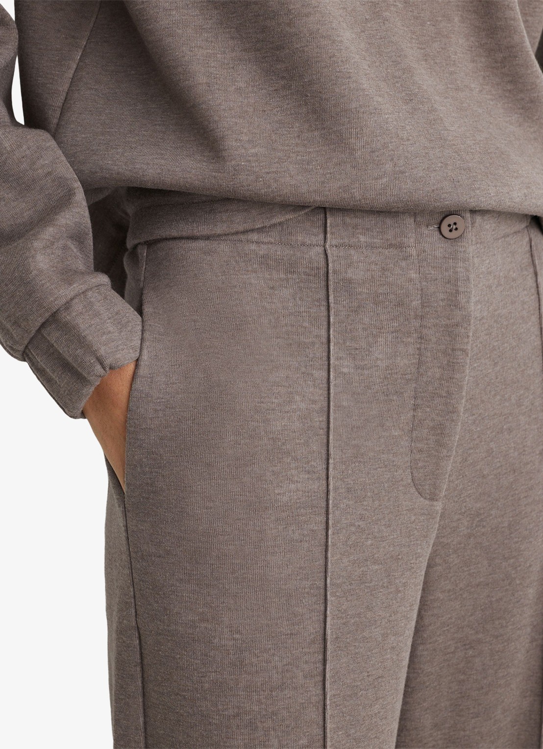 Reiss Layla wide leg joggingbroek van wol en lyocell - detail 3 bruin