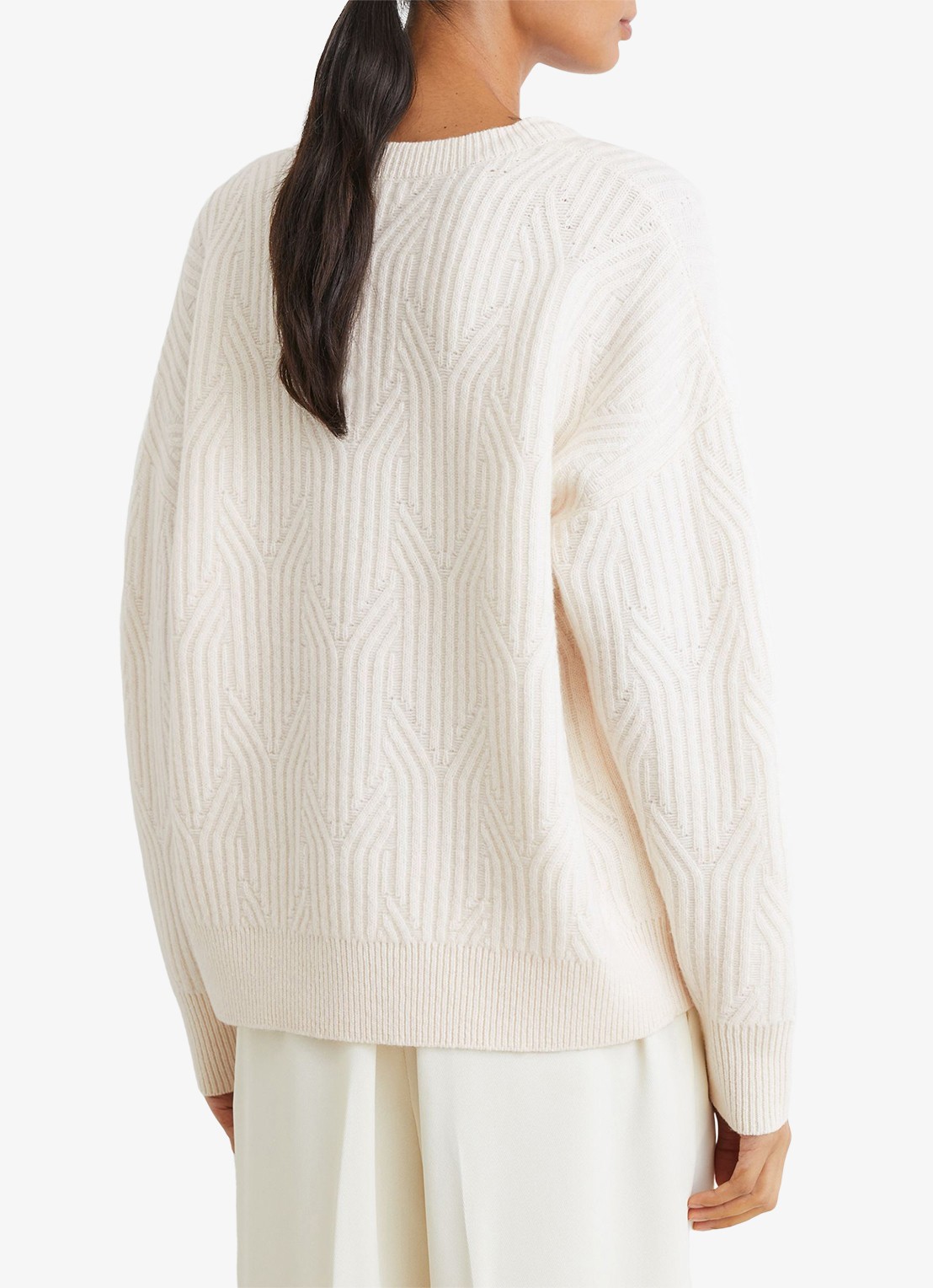 Reiss Leah pullover in wolblend met jacquard dessin - achterkant 4 wit