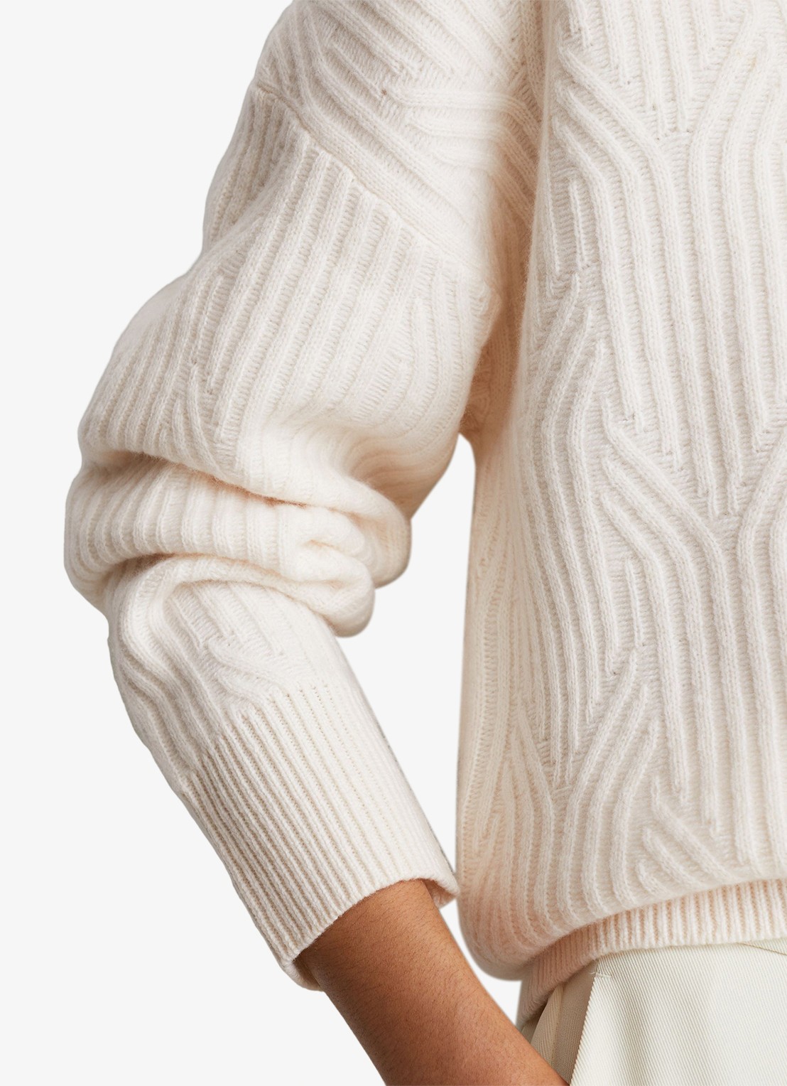 Reiss Leah pullover in wolblend met jacquard dessin - detail 2 wit