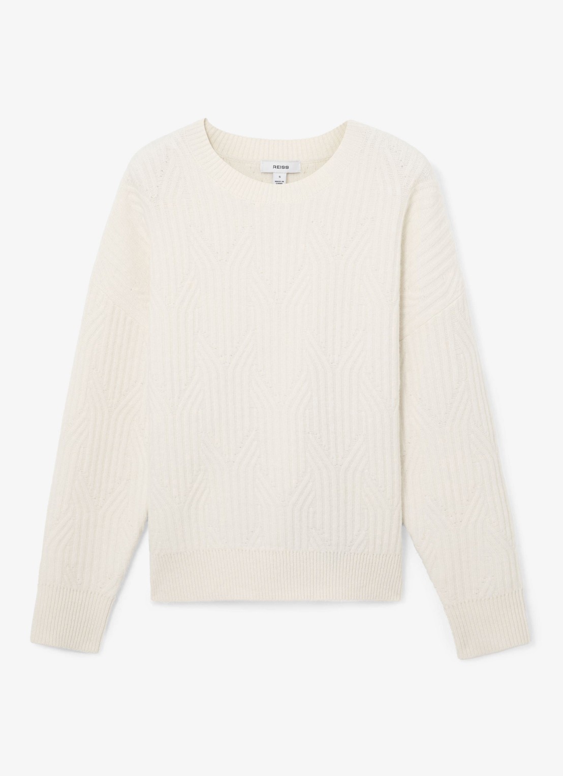 Reiss Leah pullover in wolblend met jacquard dessin - voorkant 5 wit