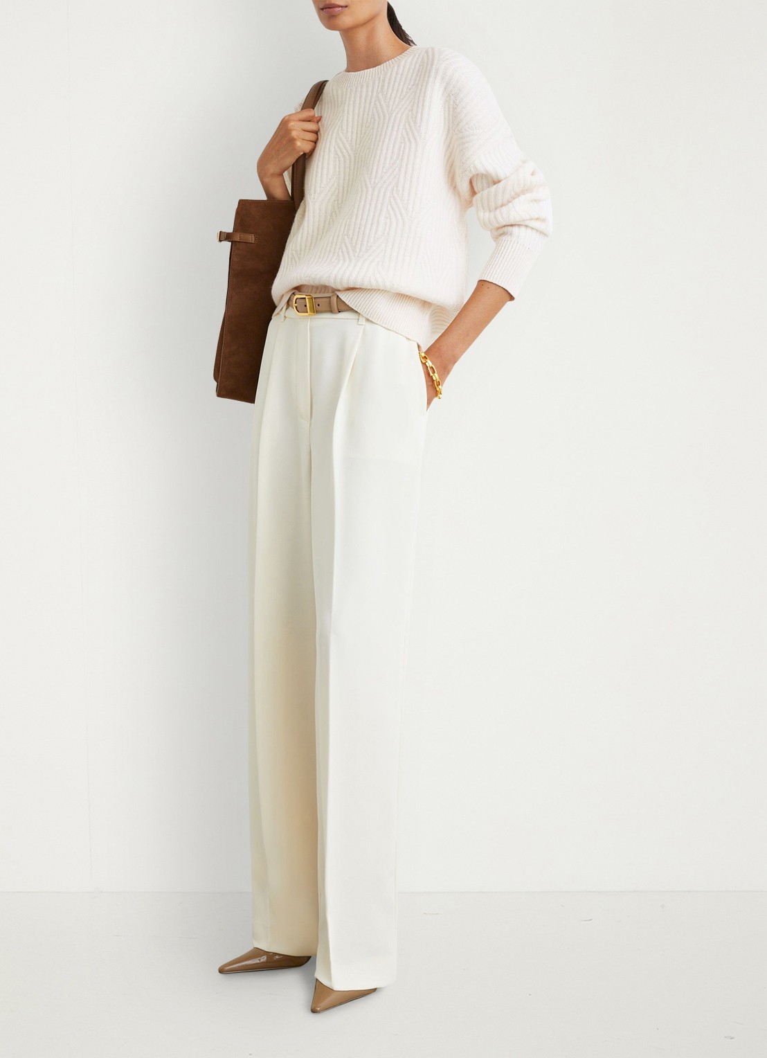 Reiss Leah pullover in wolblend met jacquard dessin - voorkant 6 wit