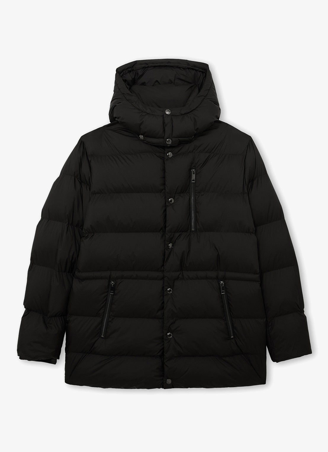 Reiss Lebane puffer jas met afneembare capuchon - voorkant 5 black / zwart