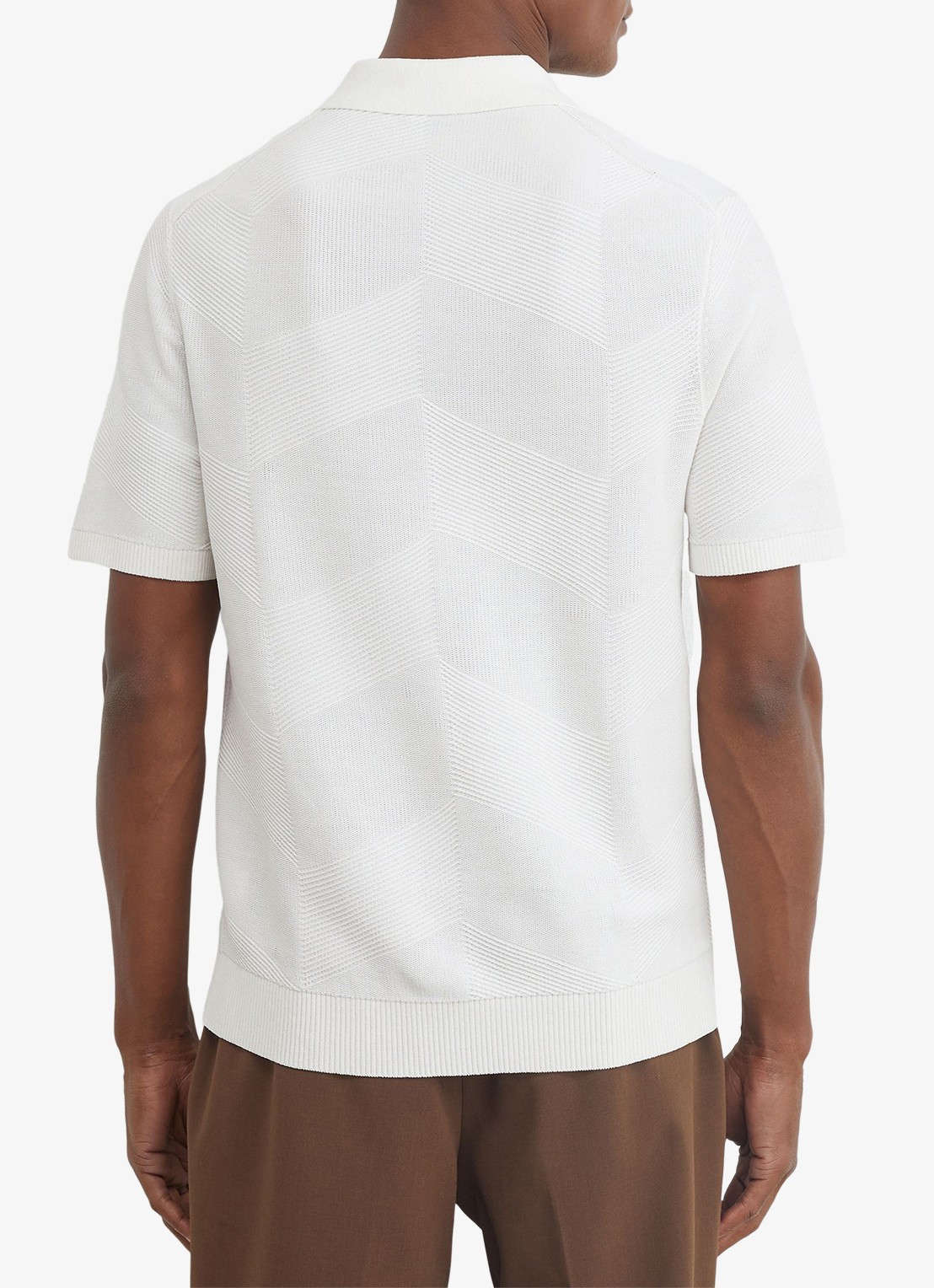 Reiss Leigham regular fit polo met halve rits - achterkant gebroken wit