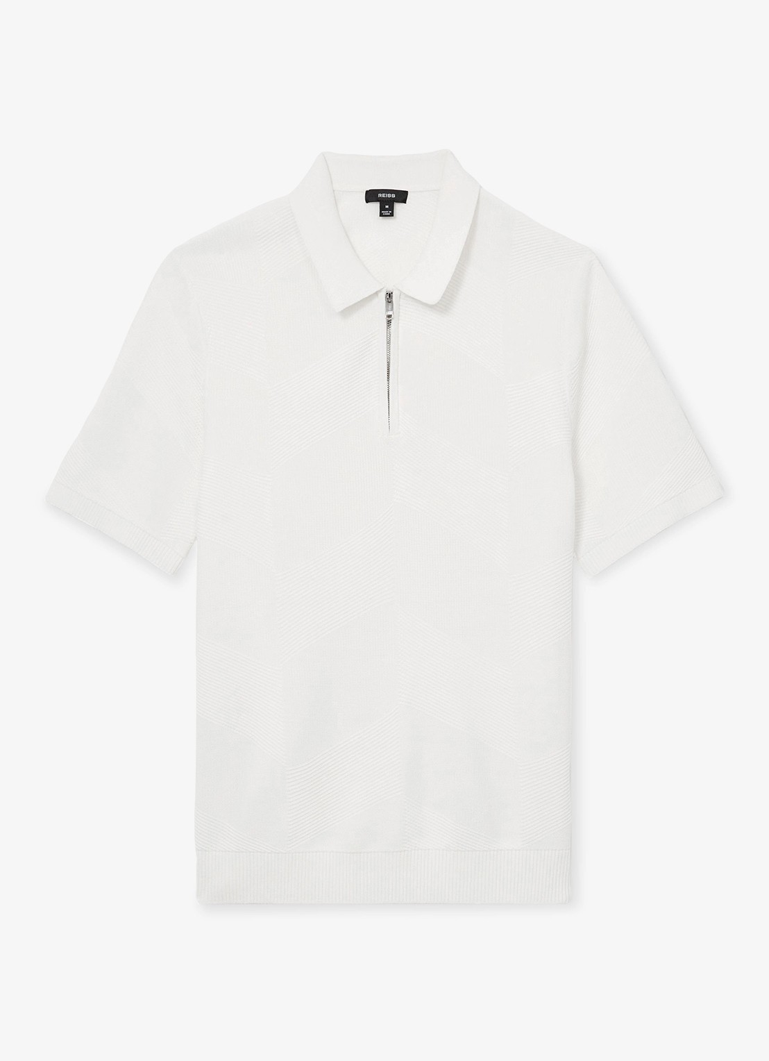 Reiss Leigham regular fit polo met halve rits - voorkant 2 gebroken wit