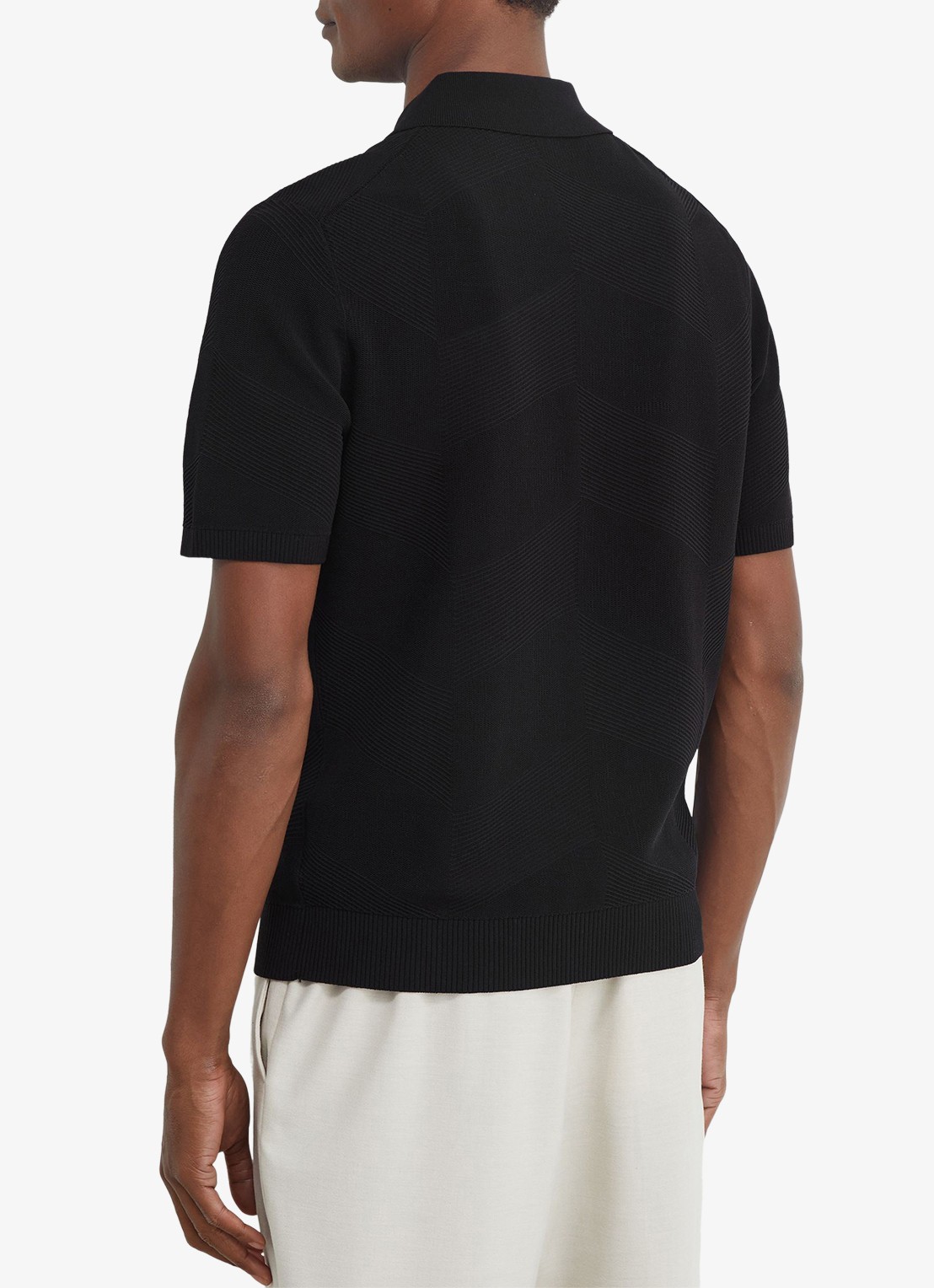 Reiss Leigham regular fit polo met halve rits - achterkant black / zwart