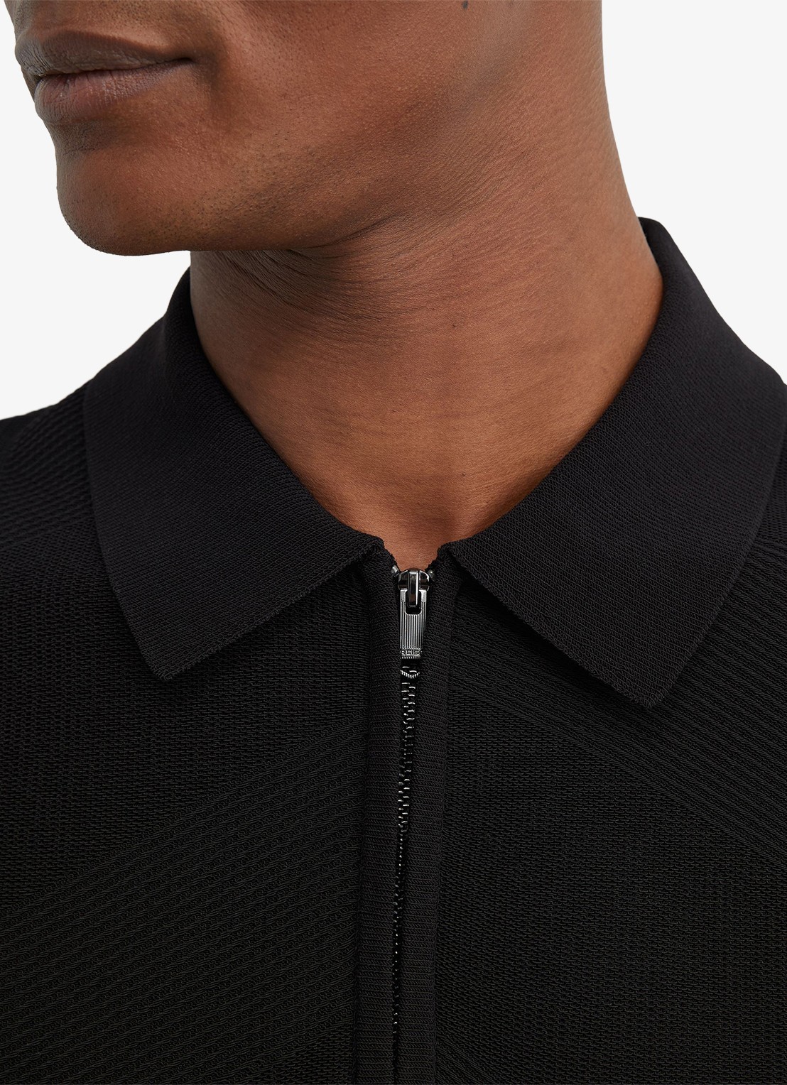 Reiss Leigham regular fit polo met halve rits - detail 5 black / zwart