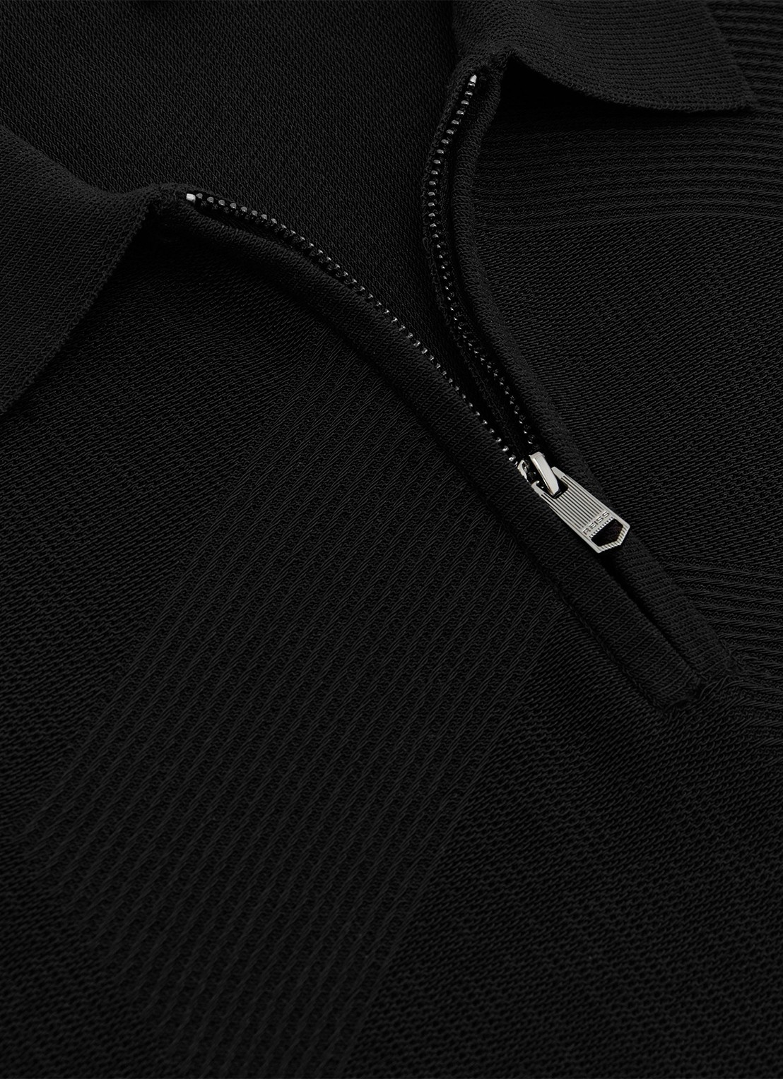Reiss Leigham regular fit polo met halve rits - detail 6 black / zwart
