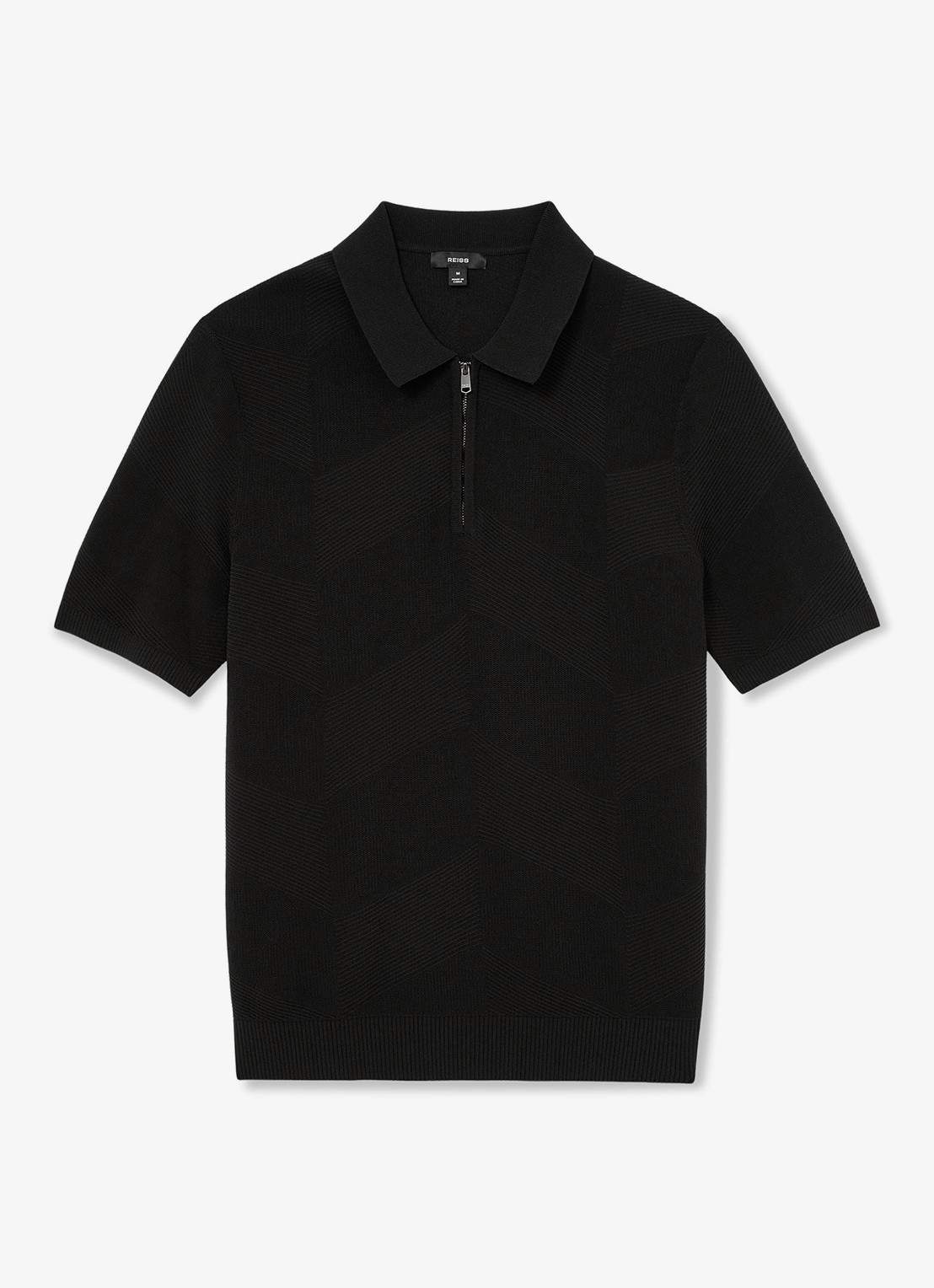 Reiss Leigham regular fit polo met halve rits - voorkant 2 black / zwart