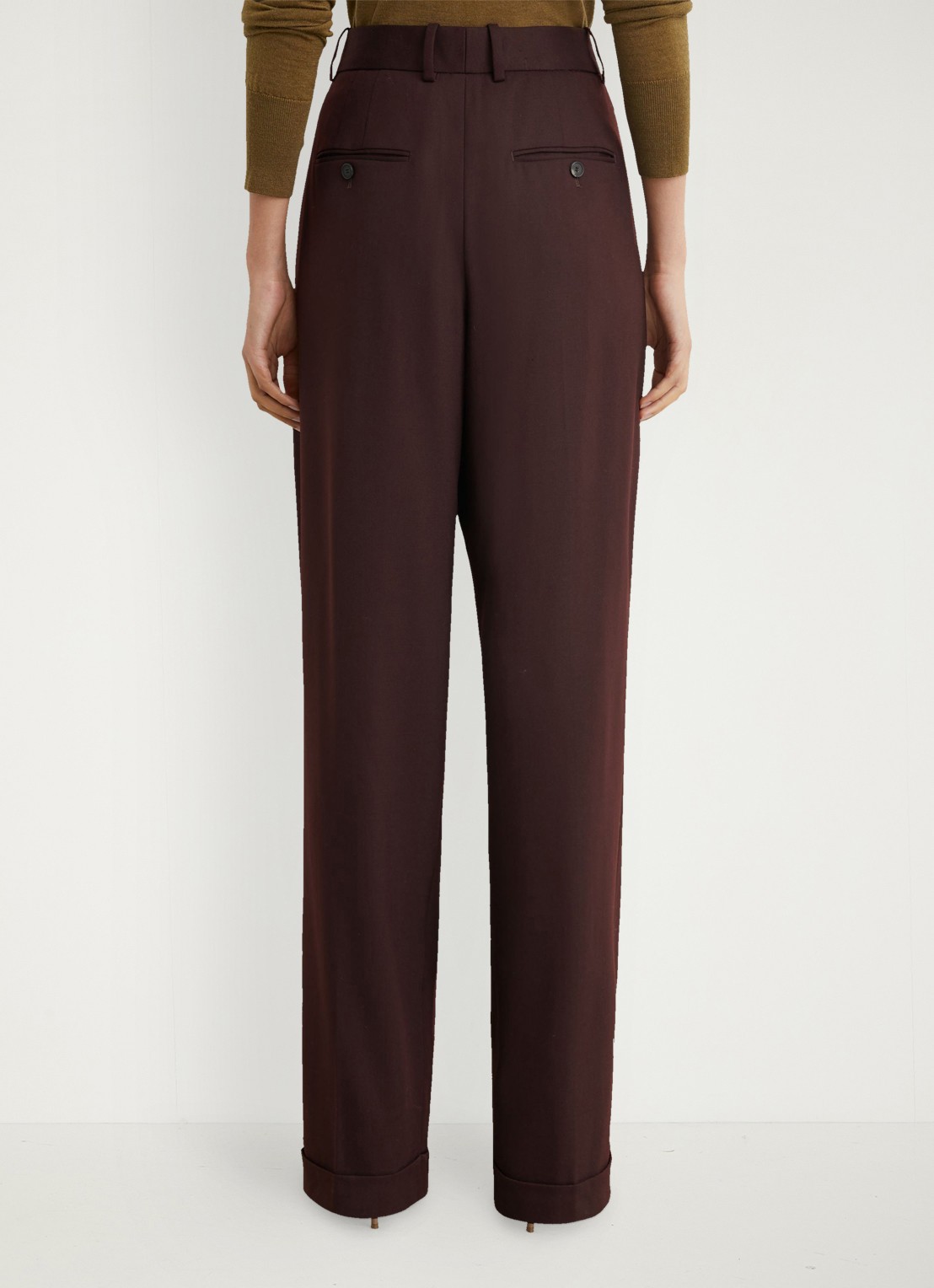 Reiss Leisel high waist wide leg pantalon in wolblend - achterkant aubergine