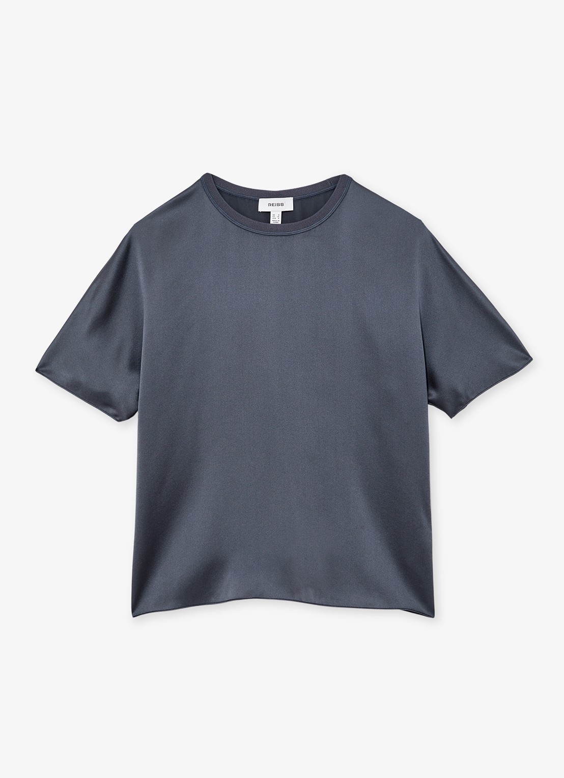 Reiss LENA Silk Short-Sleeve Top - voorkant 6 donkerblauw