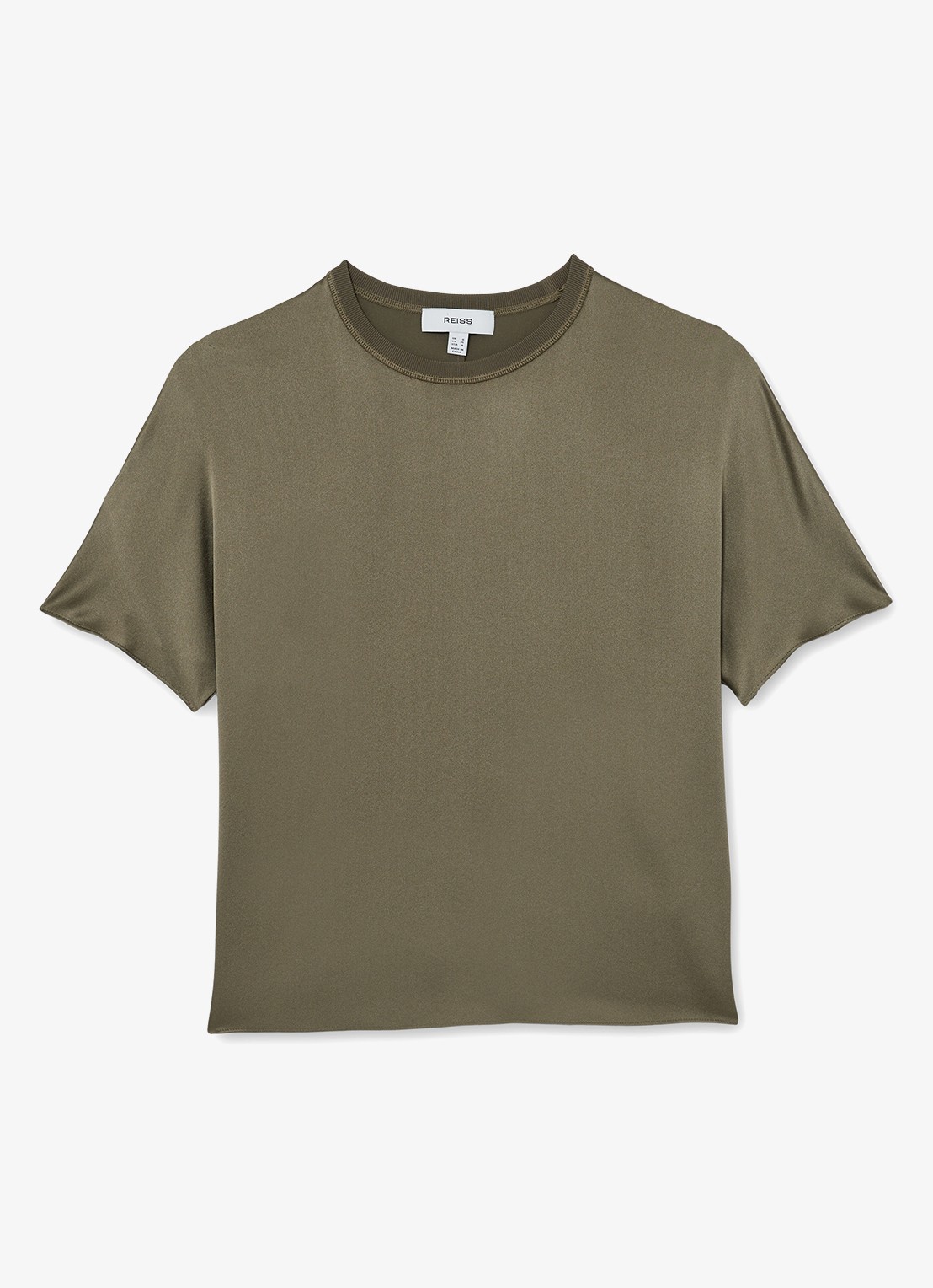 Reiss LENA Silk Short-Sleeve Top - voorkant 2 groen